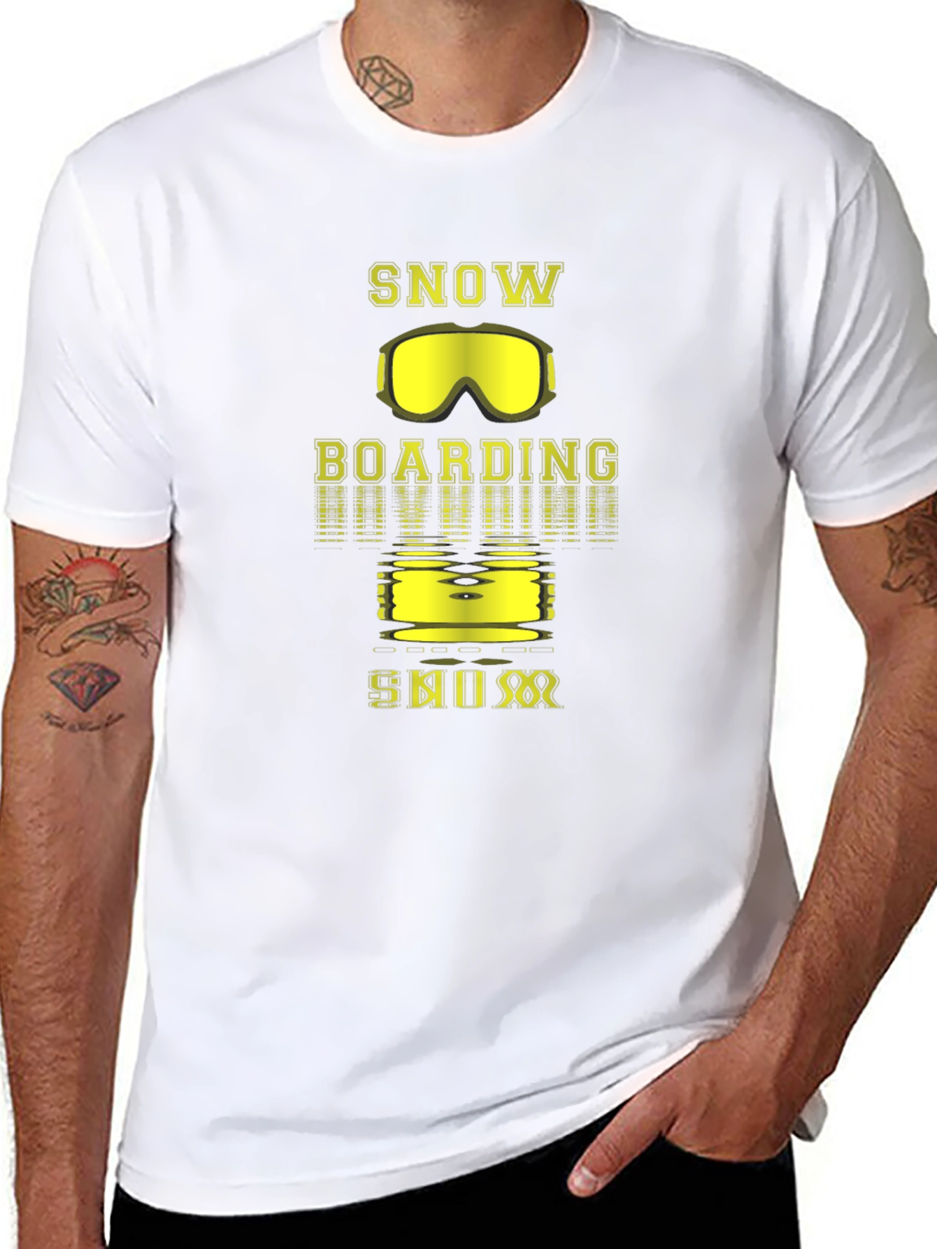 Black Snowboarding Graphic Tee - Black Cotton T-Shirt view 8
