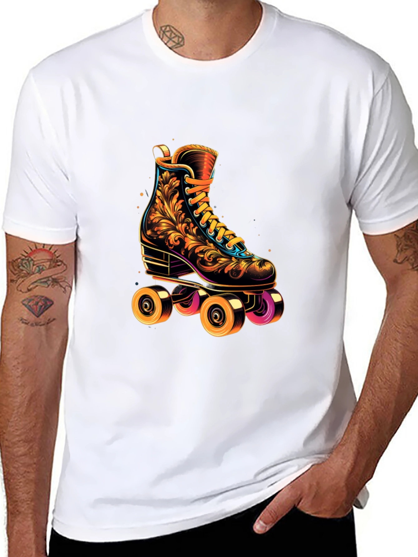 Black Retro Roller Skate T-Shirt - Vintage Design view 8