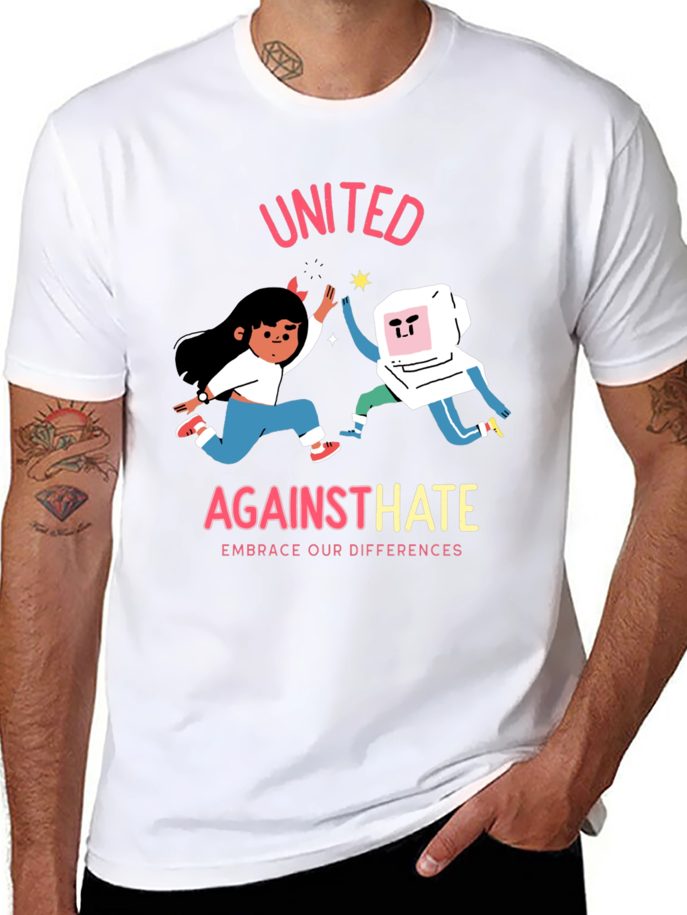 Black United Against Hate Graphic T-Shirt view 8
