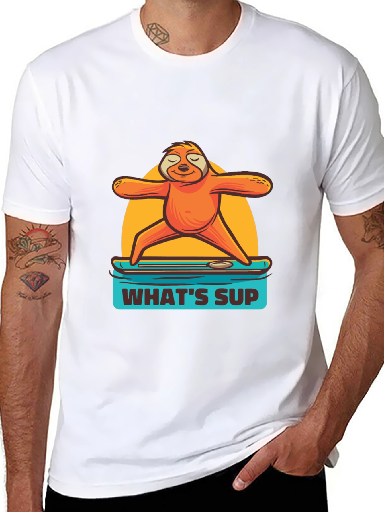 Black Sloth Yoga Paddleboard T-Shirt - What's Sup? view 8