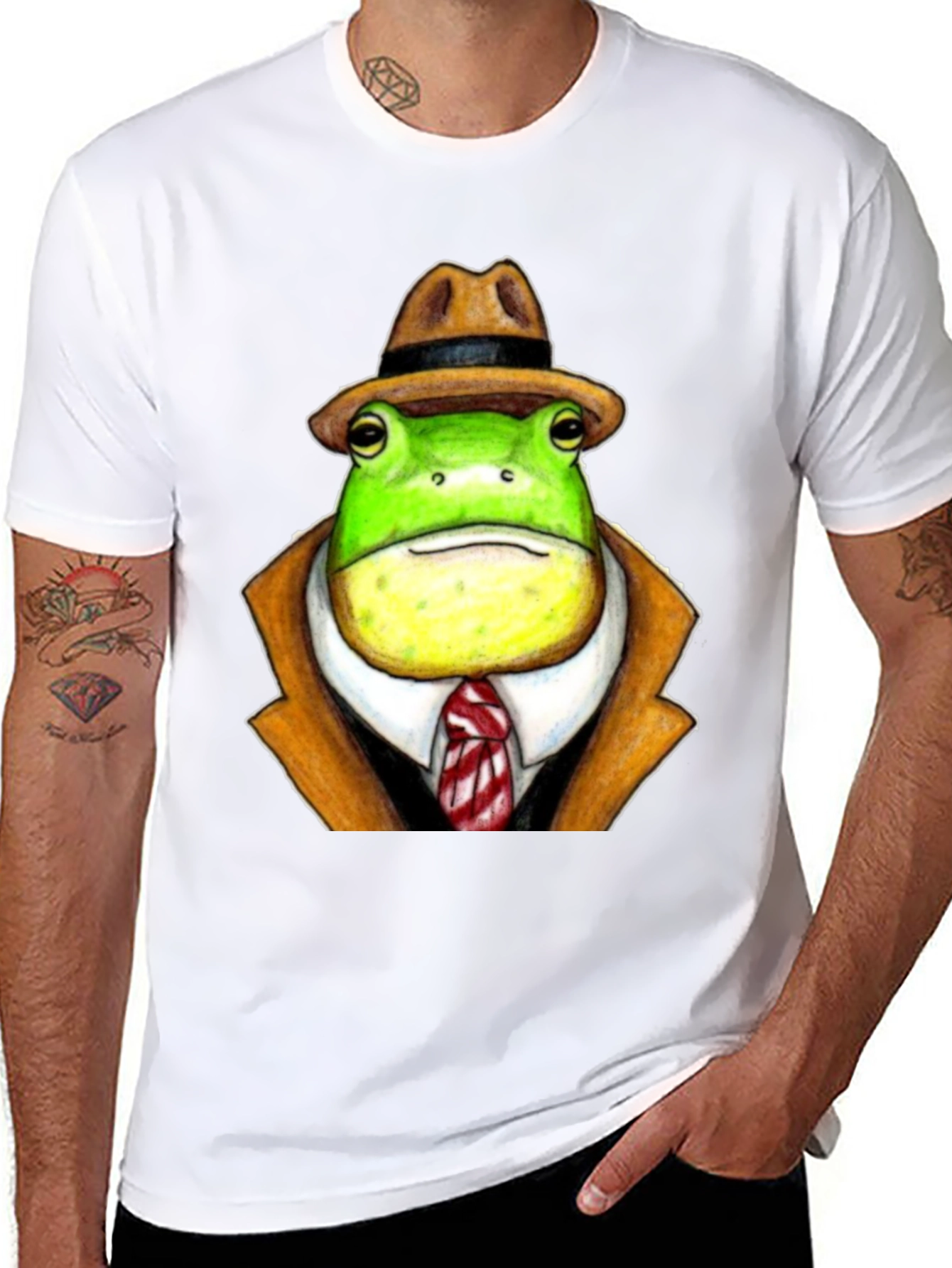 Black Frog Detective T-Shirt - Funny Cartoon Animal Tee view 8