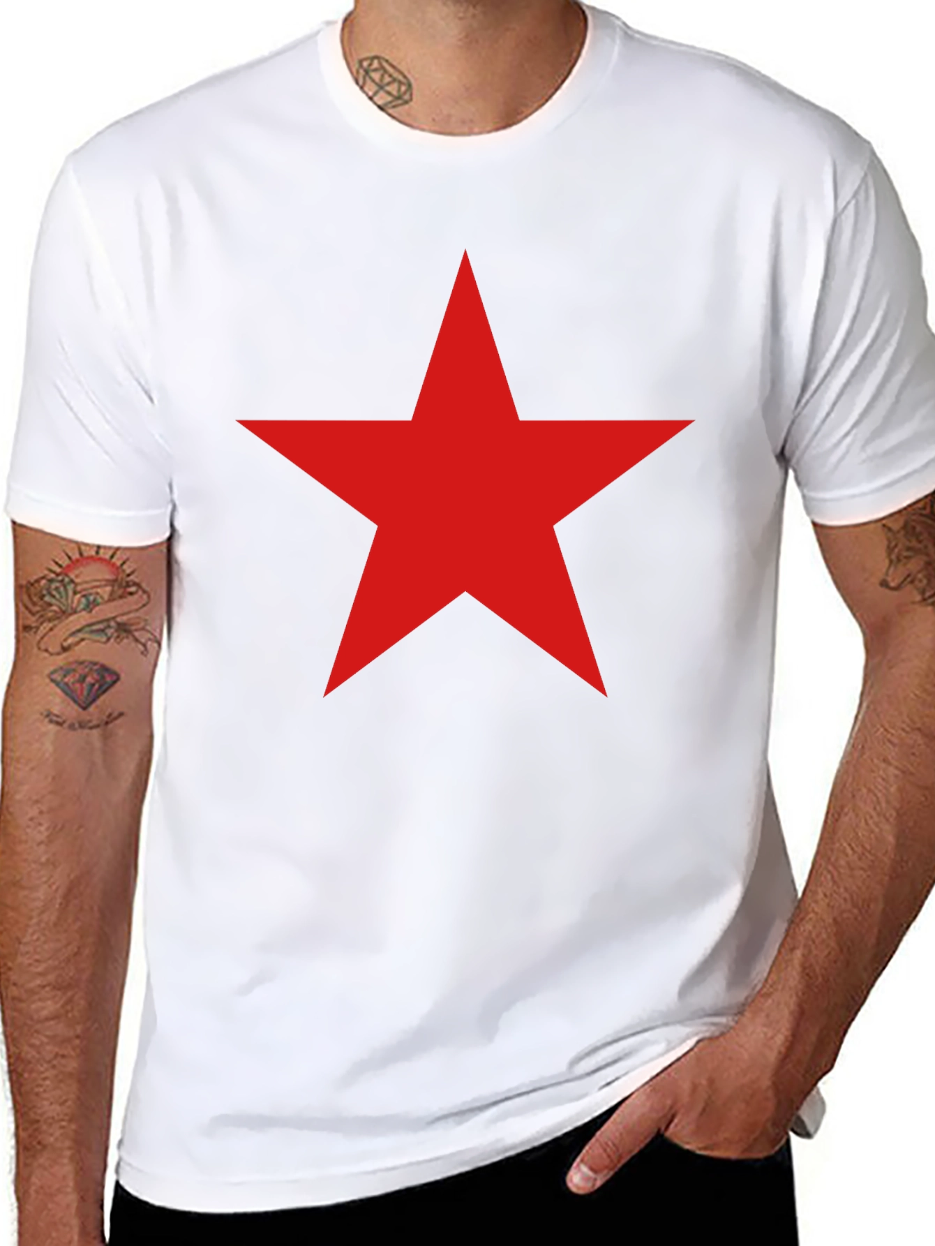 Black Red Star Graphic Tee - Mens Black T-Shirt view 8