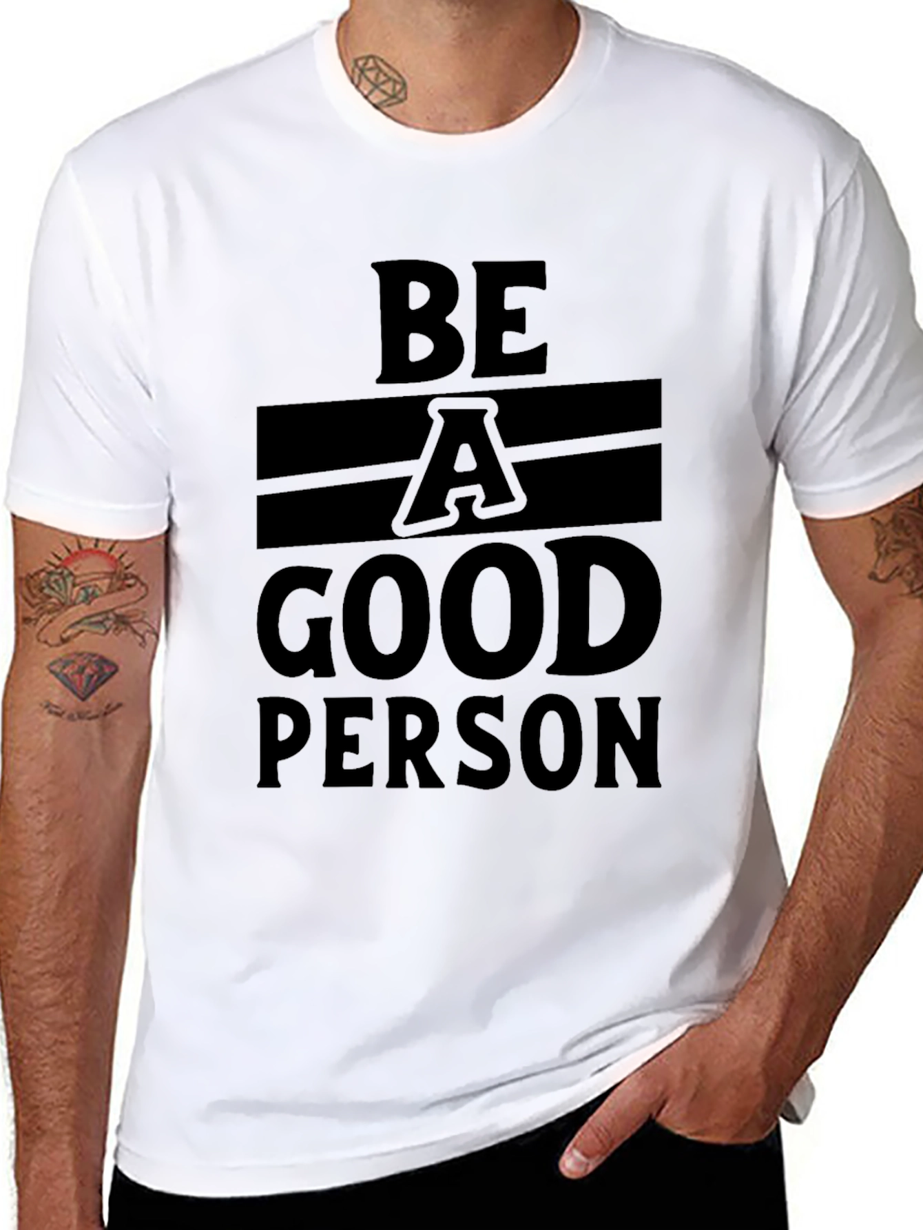 Black Be A Good Person Graphic T-Shirt view 8