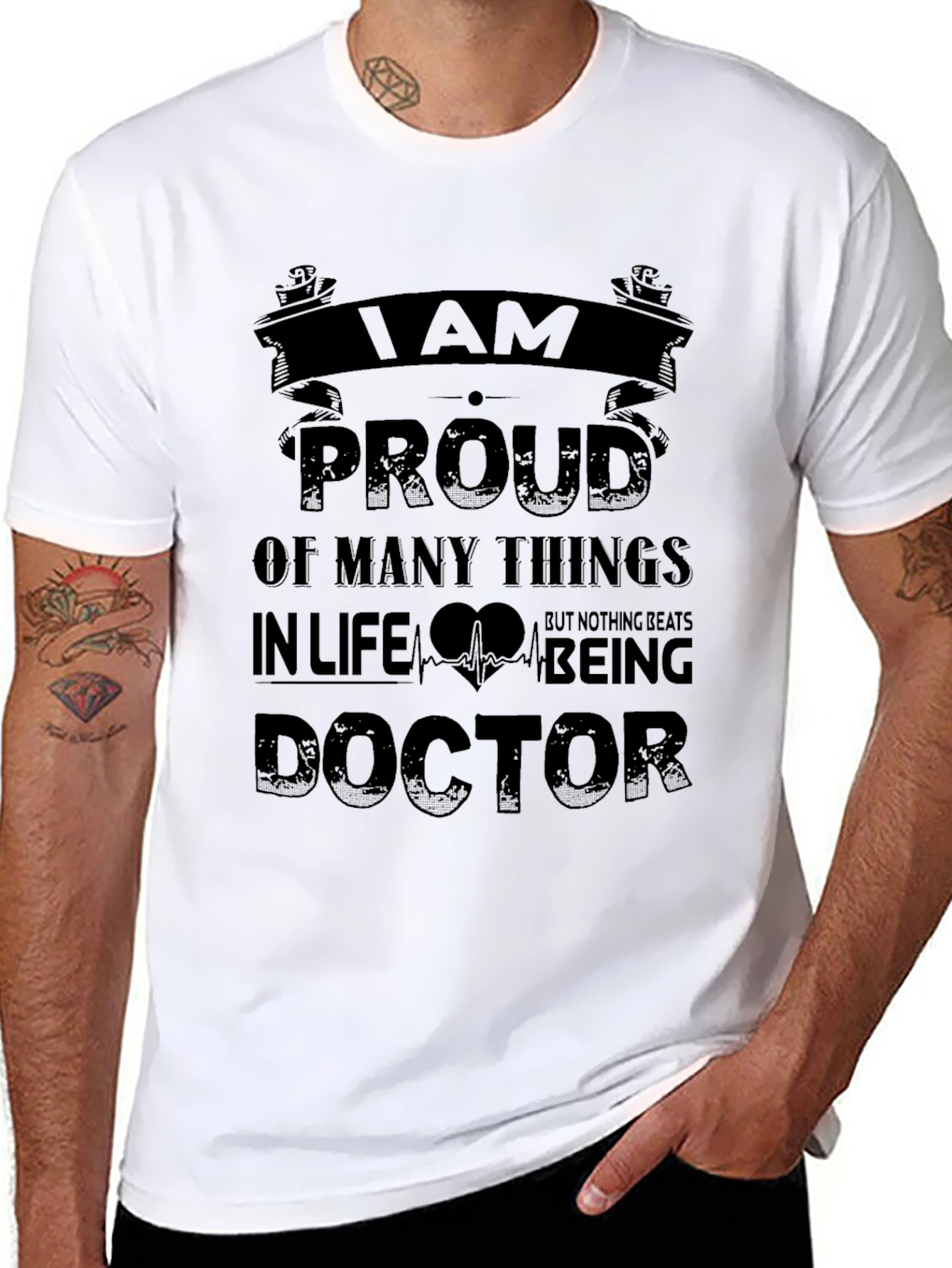 Black Proud Doctor Graphic T-Shirt - Medical Profession Pride view 8