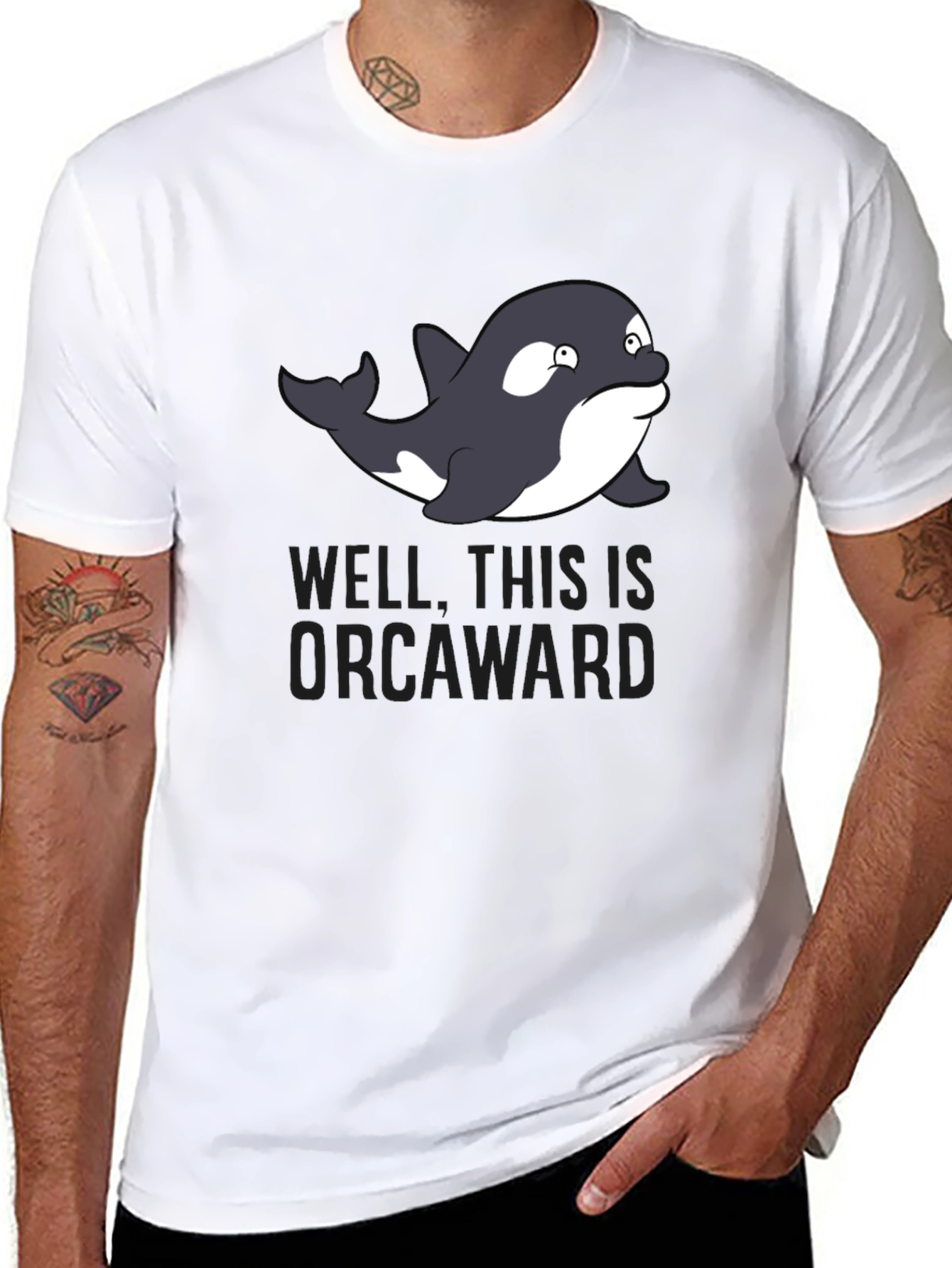 Black Orcaward Funny Graphic Men's T-Shirt view 8