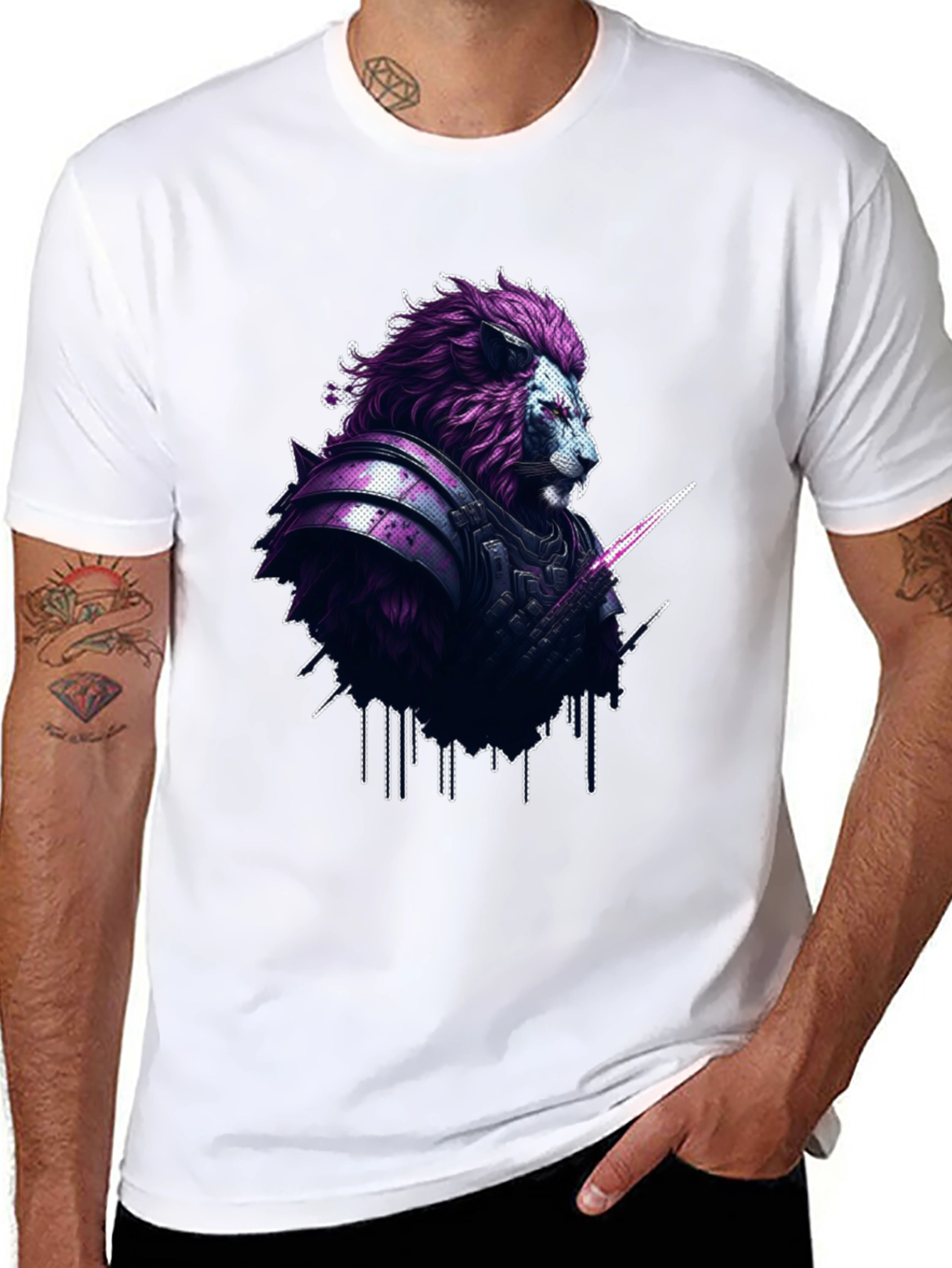Black Lion Warrior Graphic Tee - Stylish Men's T-Shirt view 8