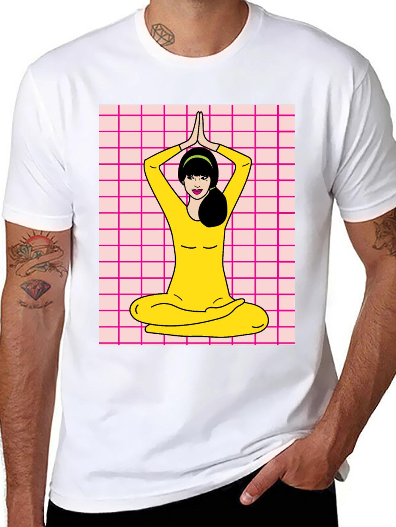 Black Yoga Girl Graphic Tee - Retro Style view 8