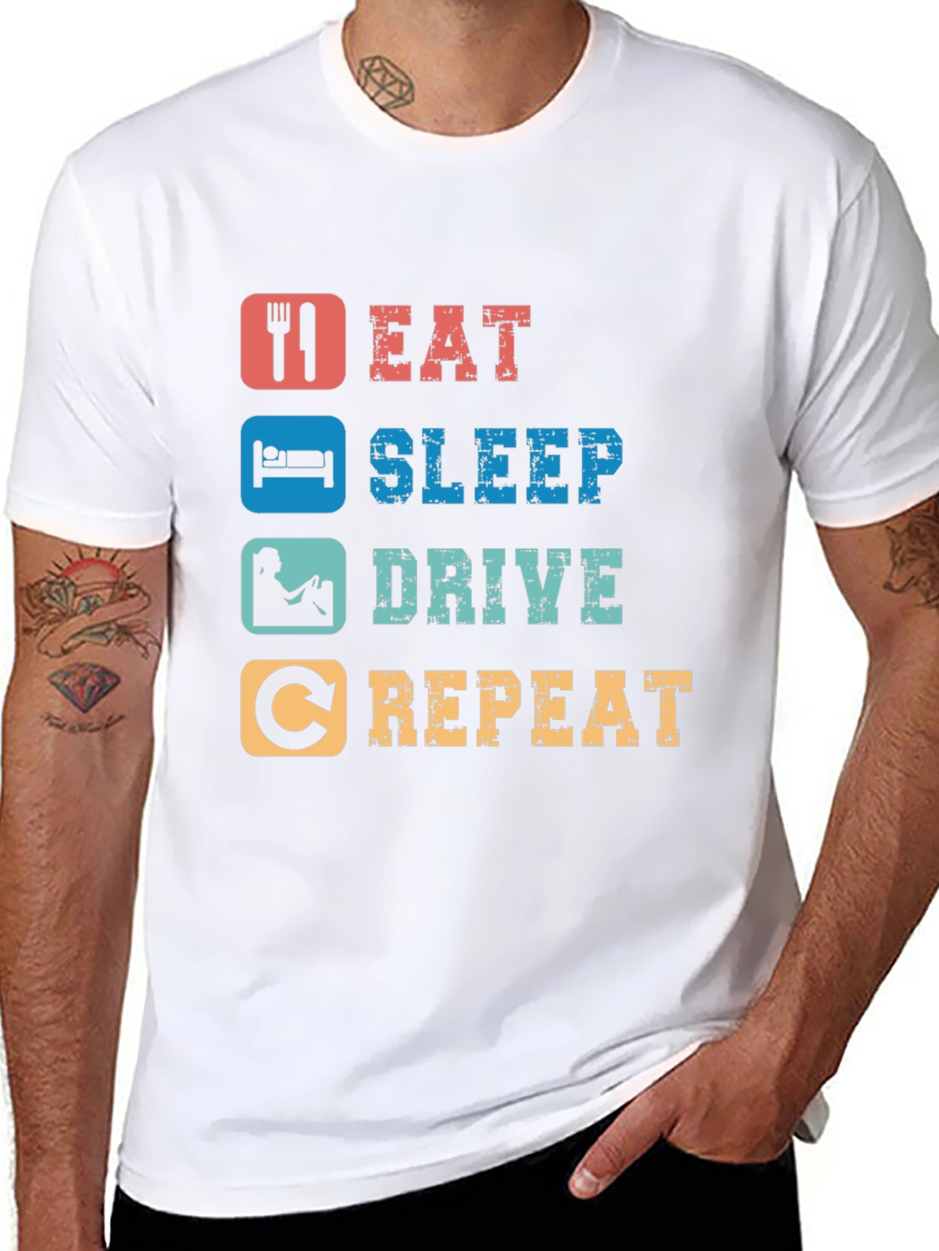 Black Eat Sleep Drive Repeat T-Shirt view 8