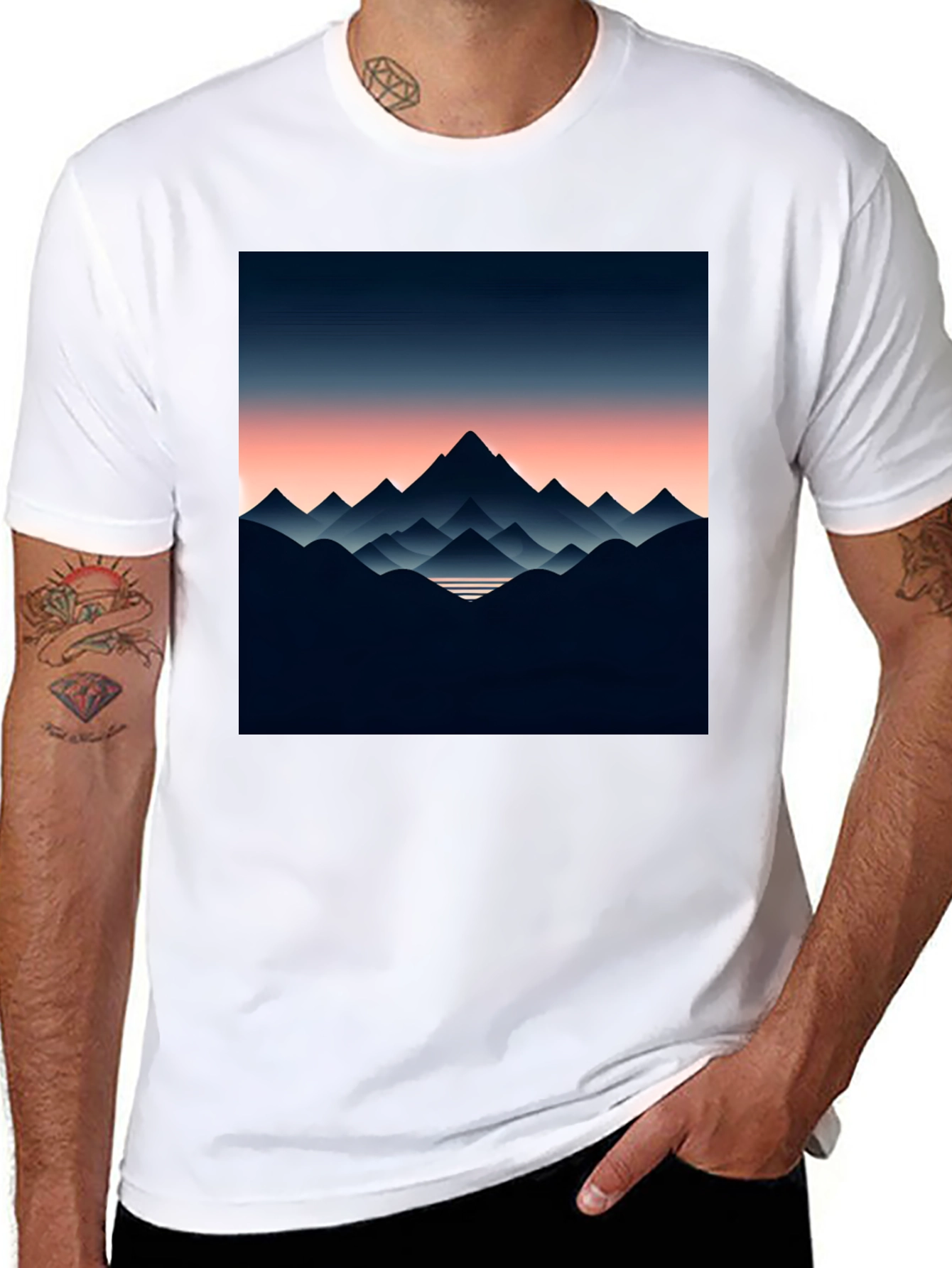 Black Mountain Range Graphic Tee - Stylish Men's Black T-Shirt view 8
