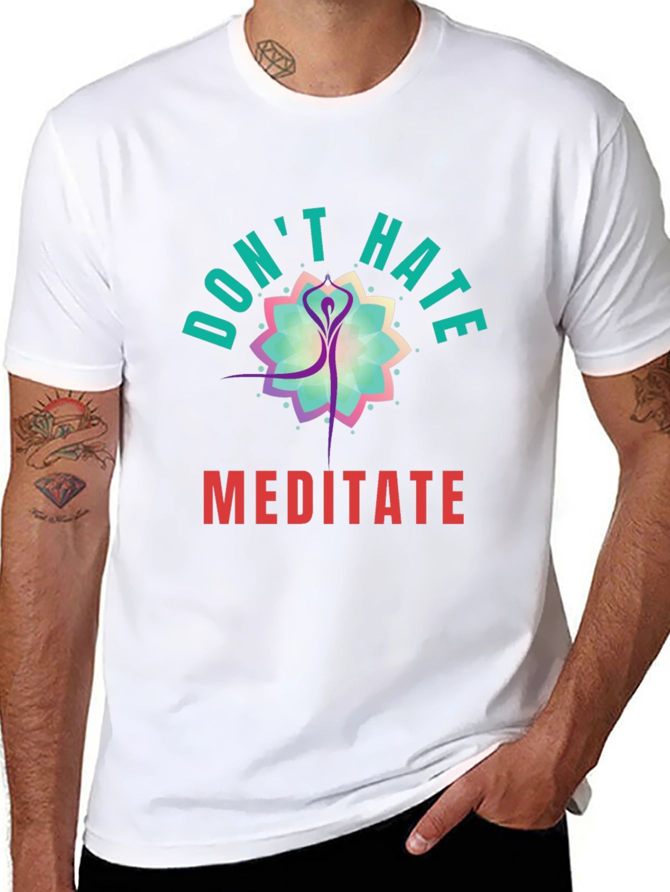 Black Don't Hate Meditate Black Graphic Tee view 8