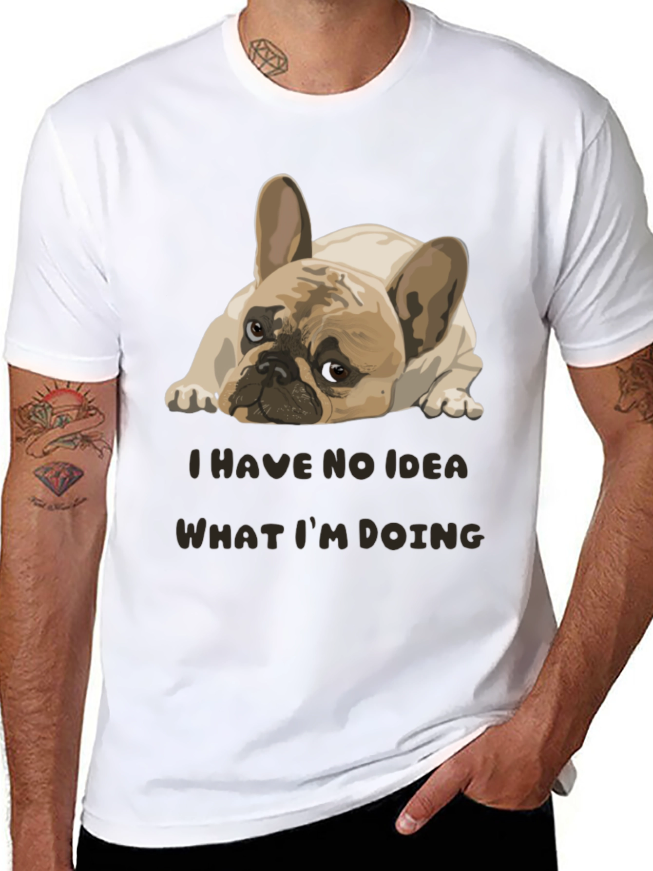 Black Funny Dog Graphic Tee - "No Idea What I'm Doing" view 8