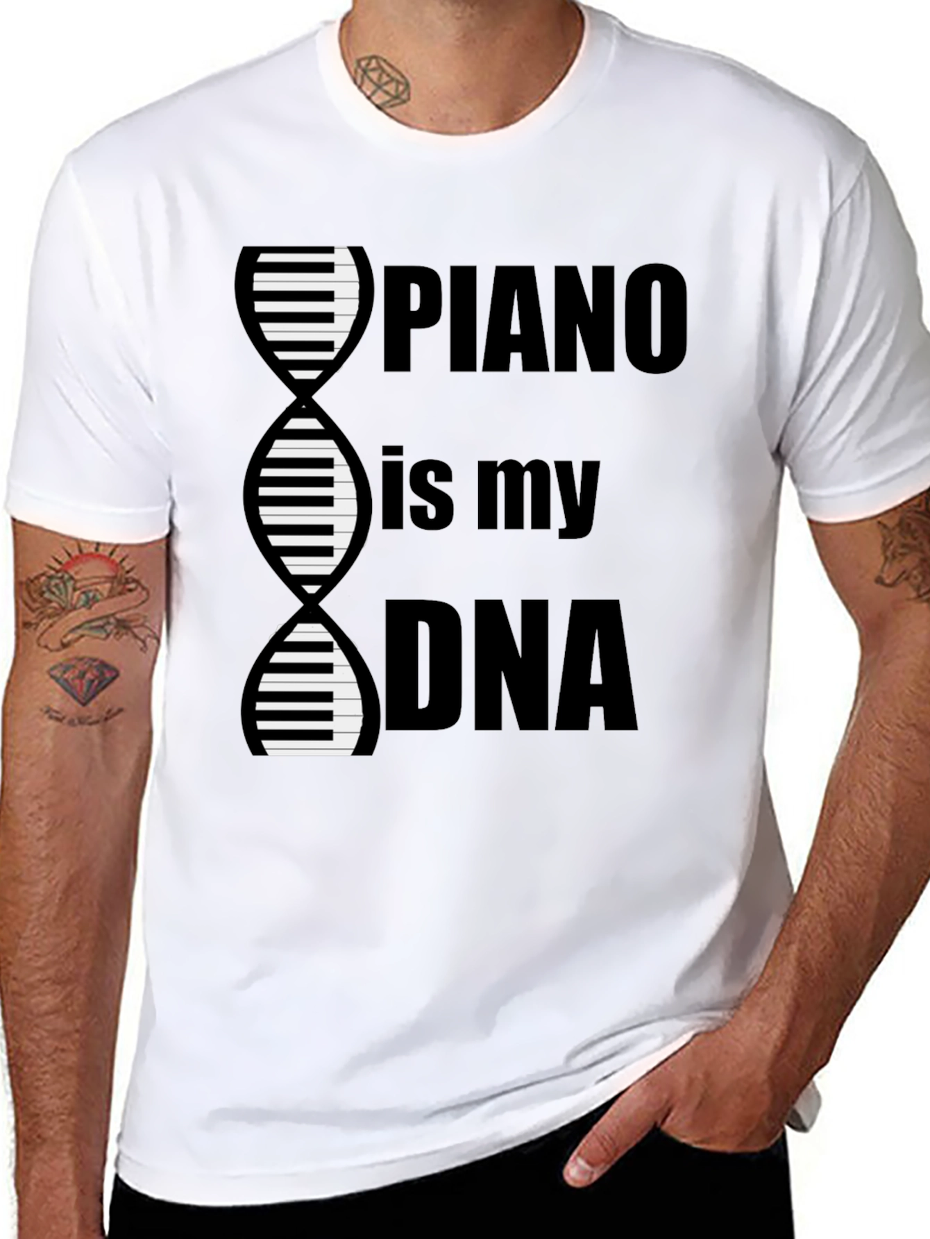 Black Piano is My DNA Graphic Tee - Musician T-Shirt view 8