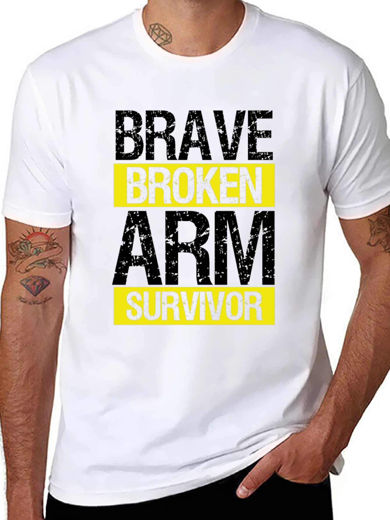 Black Brave Broken Arm Survivor T-Shirt - Black Graphic Tee view 8