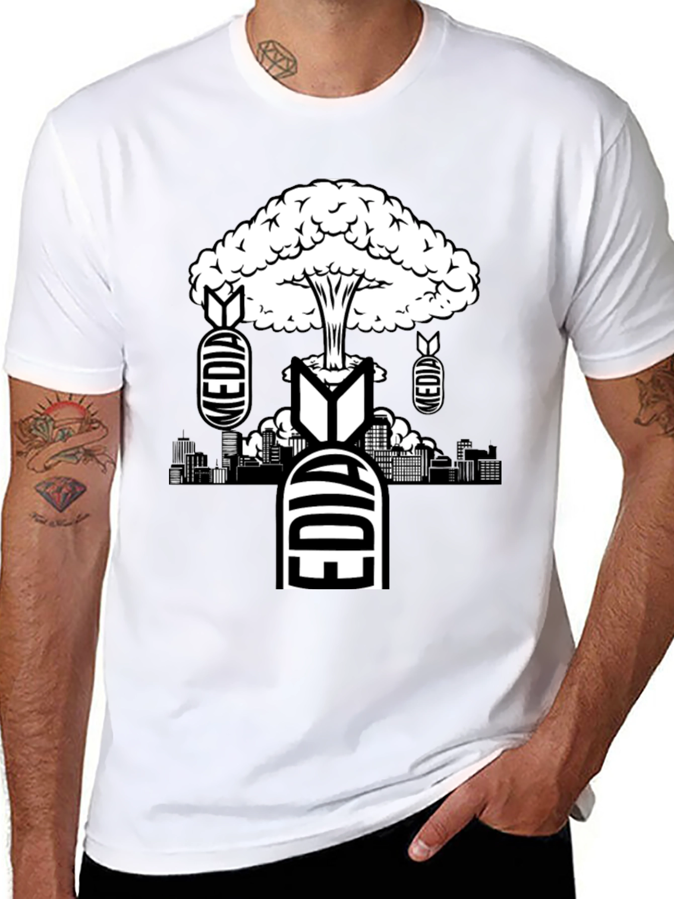 Black Media Explosion Graphic Tee - Black Cotton Blend view 8