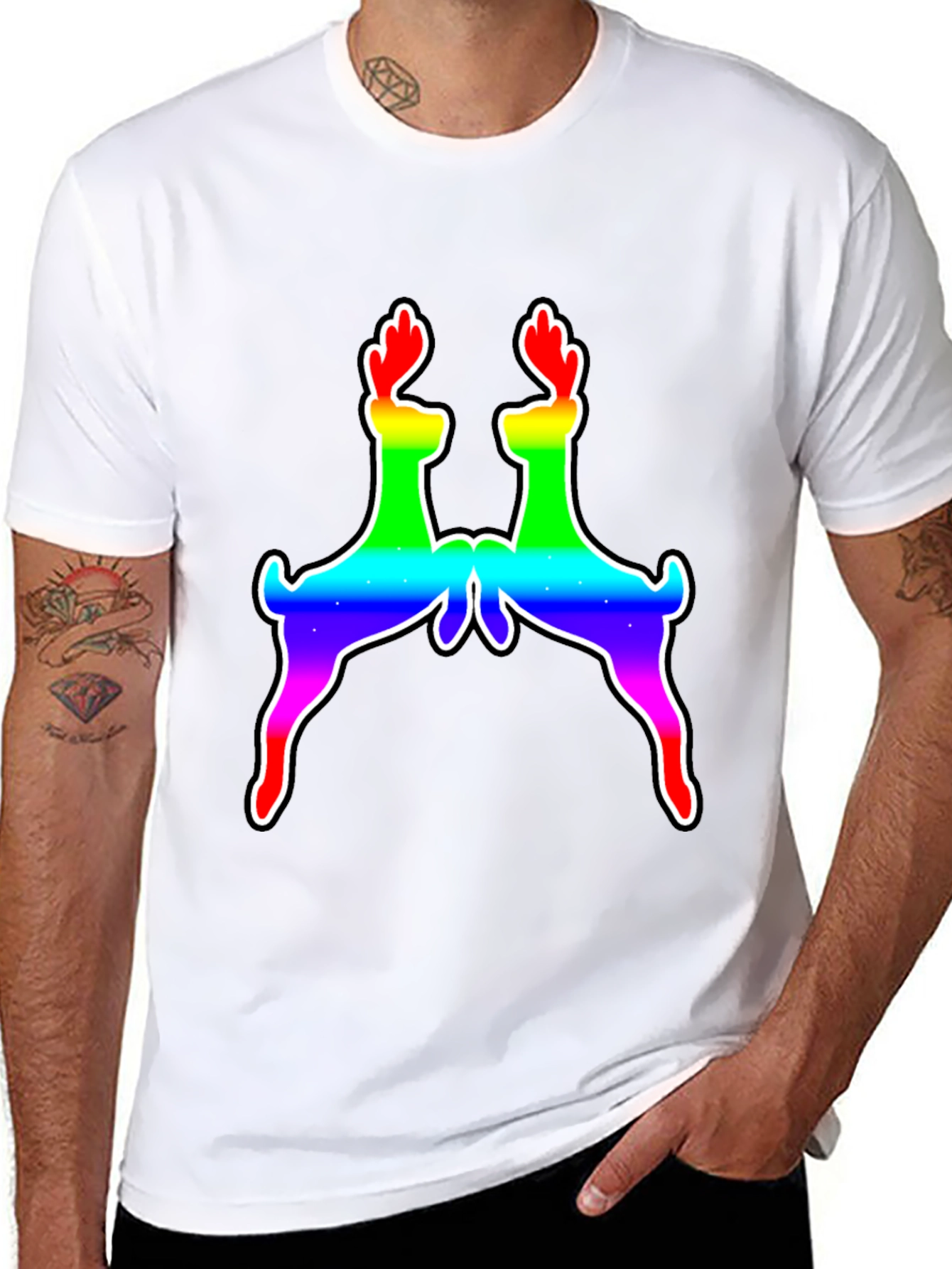 Black Rainbow Deer Graphic Tee - Pride Edition view 8