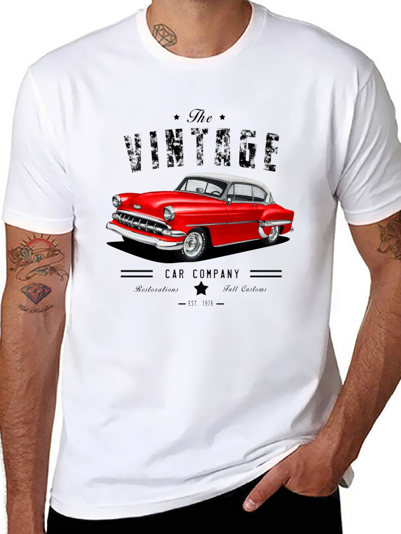 Black Vintage Car Company Black T-Shirt view 8