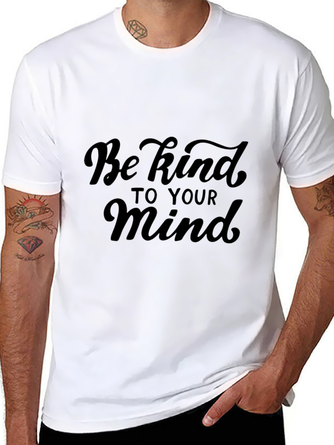 Black Be Kind to Your Mind T-Shirt - Classic Crew Neck Tee view 8