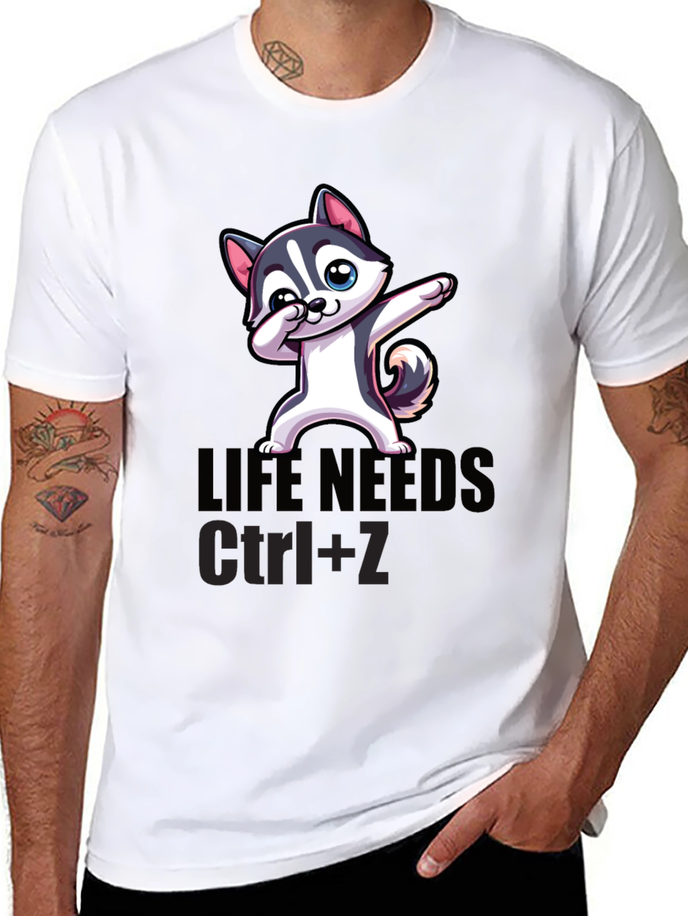 Black Life Needs Ctrl+Z T-Shirt, Cartoon Dog Dab view 8