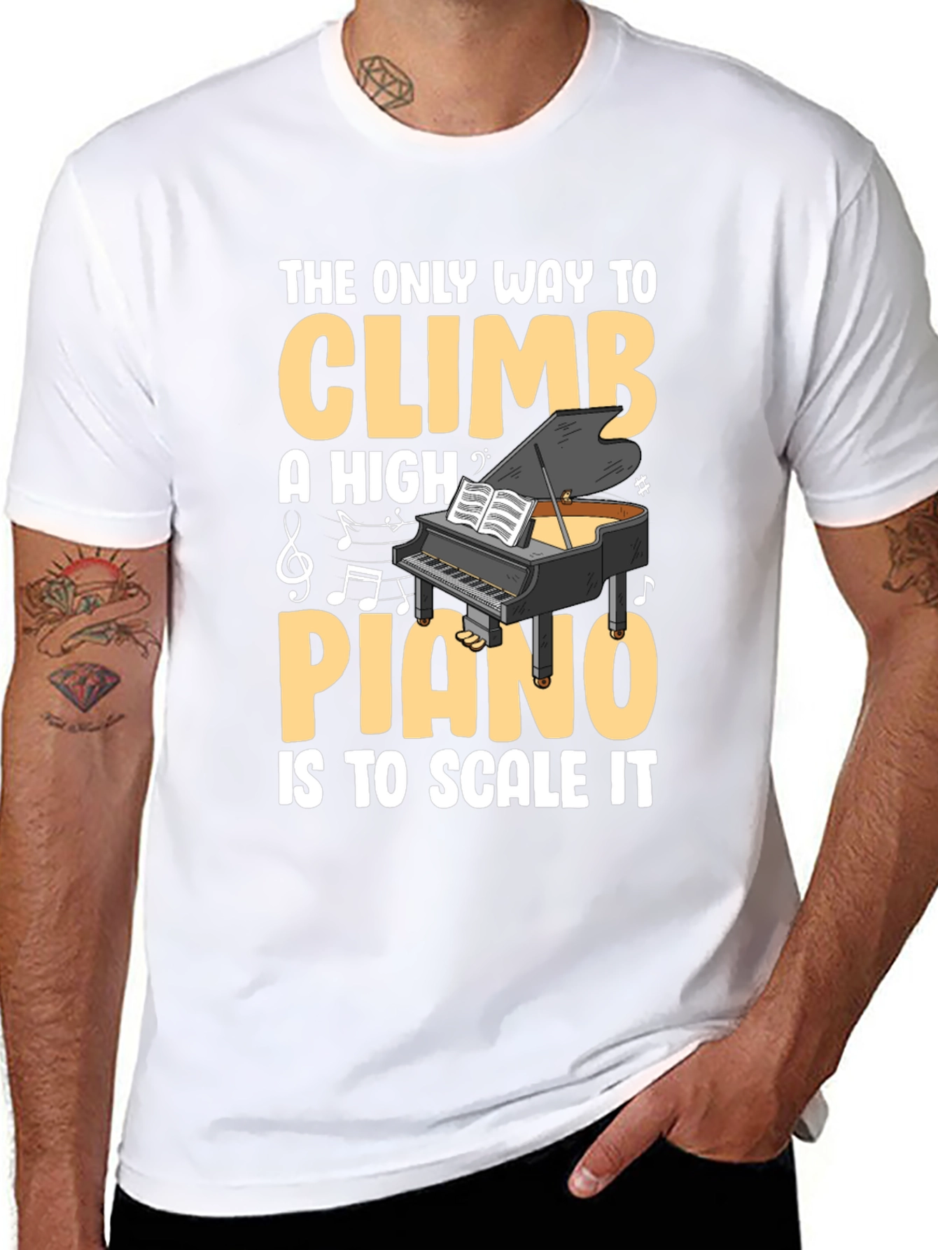 Black Piano Scale T-Shirt - Musical Pun Tee view 8