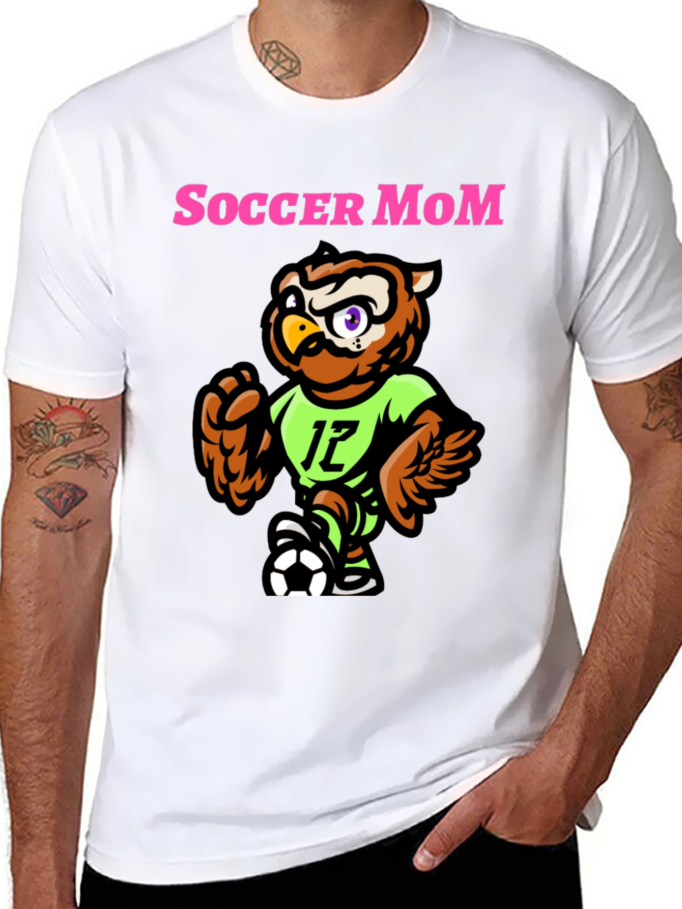 Black Soccer Mom Owl T-Shirt - Sporty Graphic Tee view 8