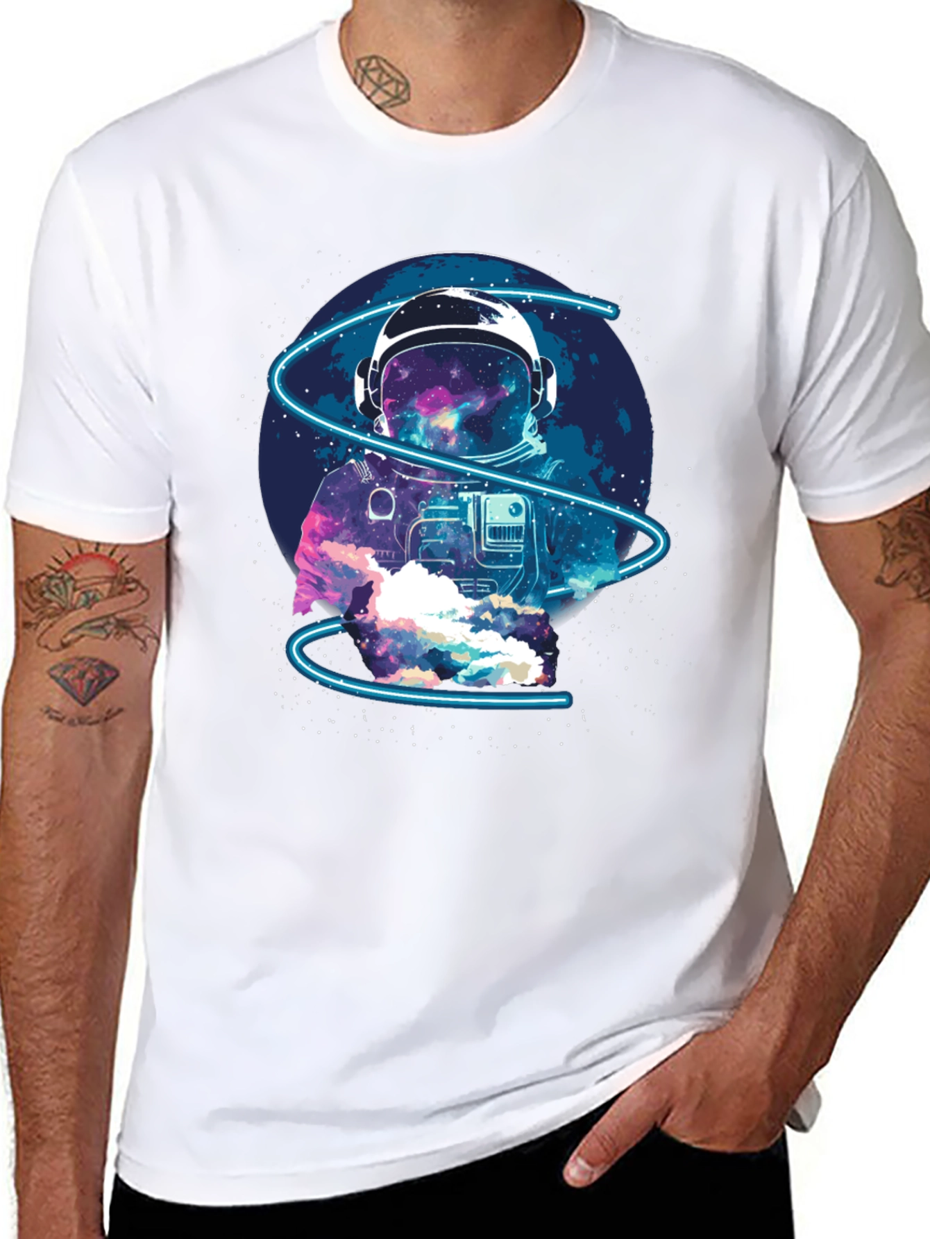Black Astronaut Space Graphic T-Shirt view 8