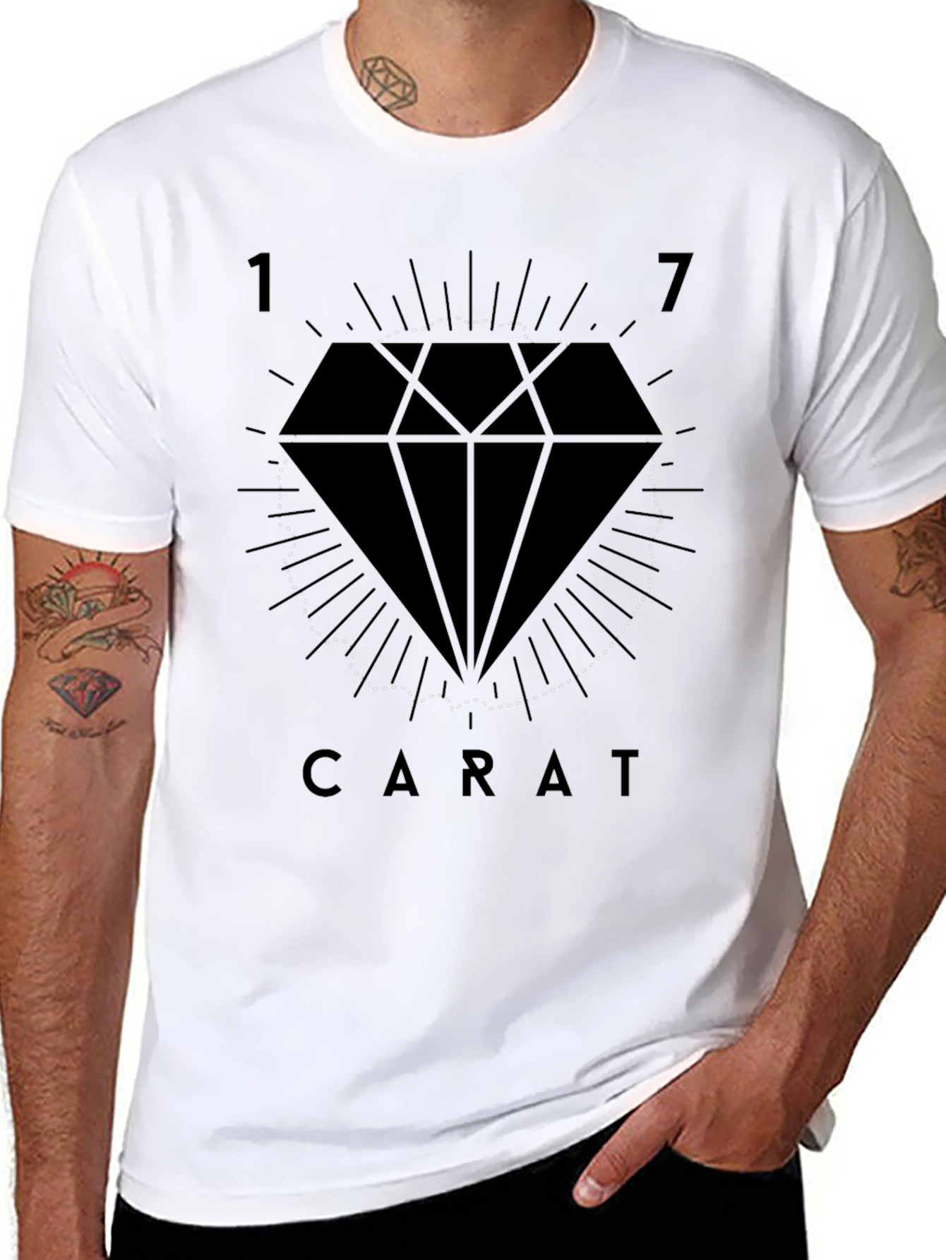 Black 17 Carat Graphic Tee - Stylish Diamond Design view 8