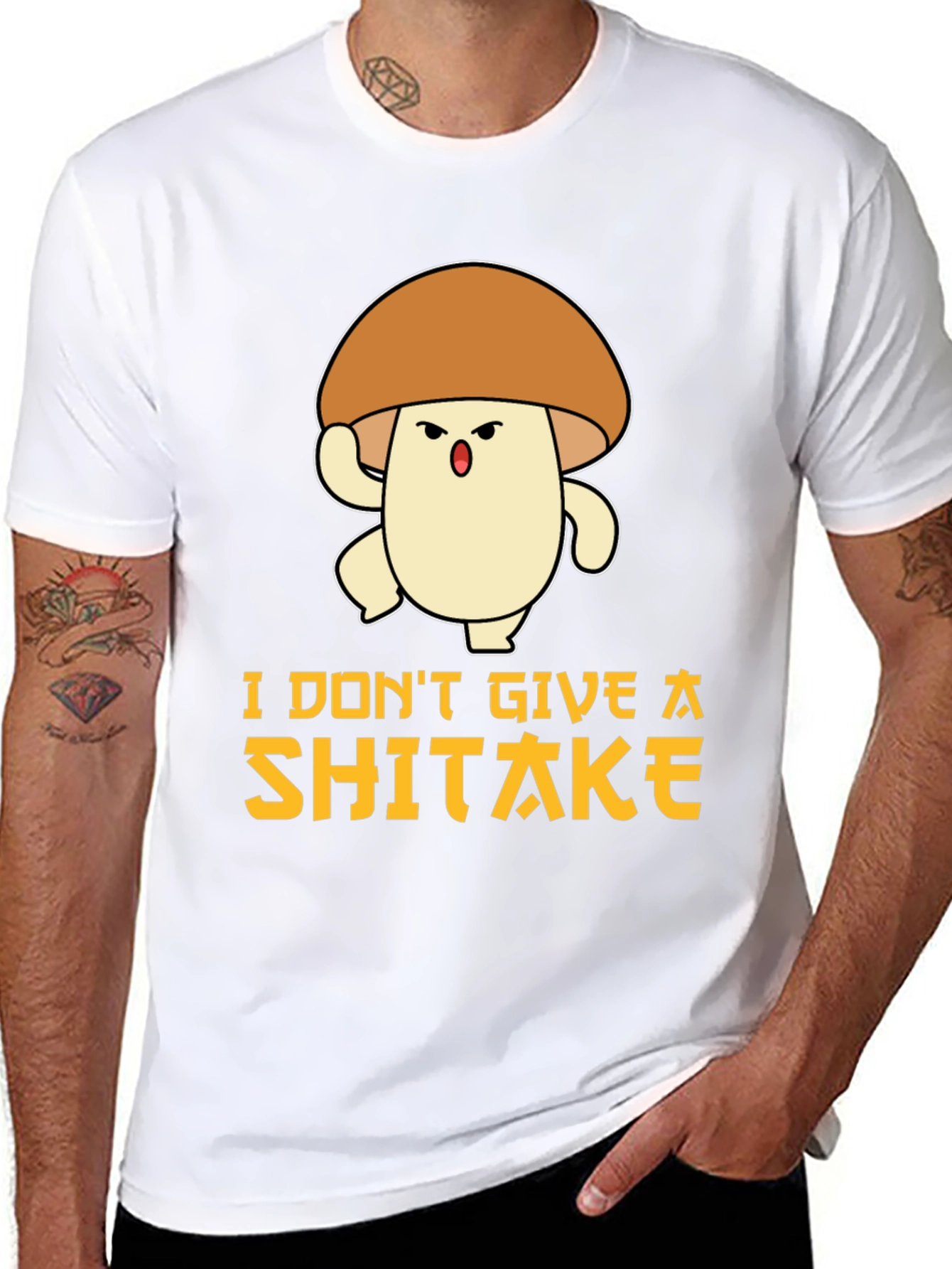 Black Funny Mushroom T-Shirt: I Don't Give A Shiitake view 8