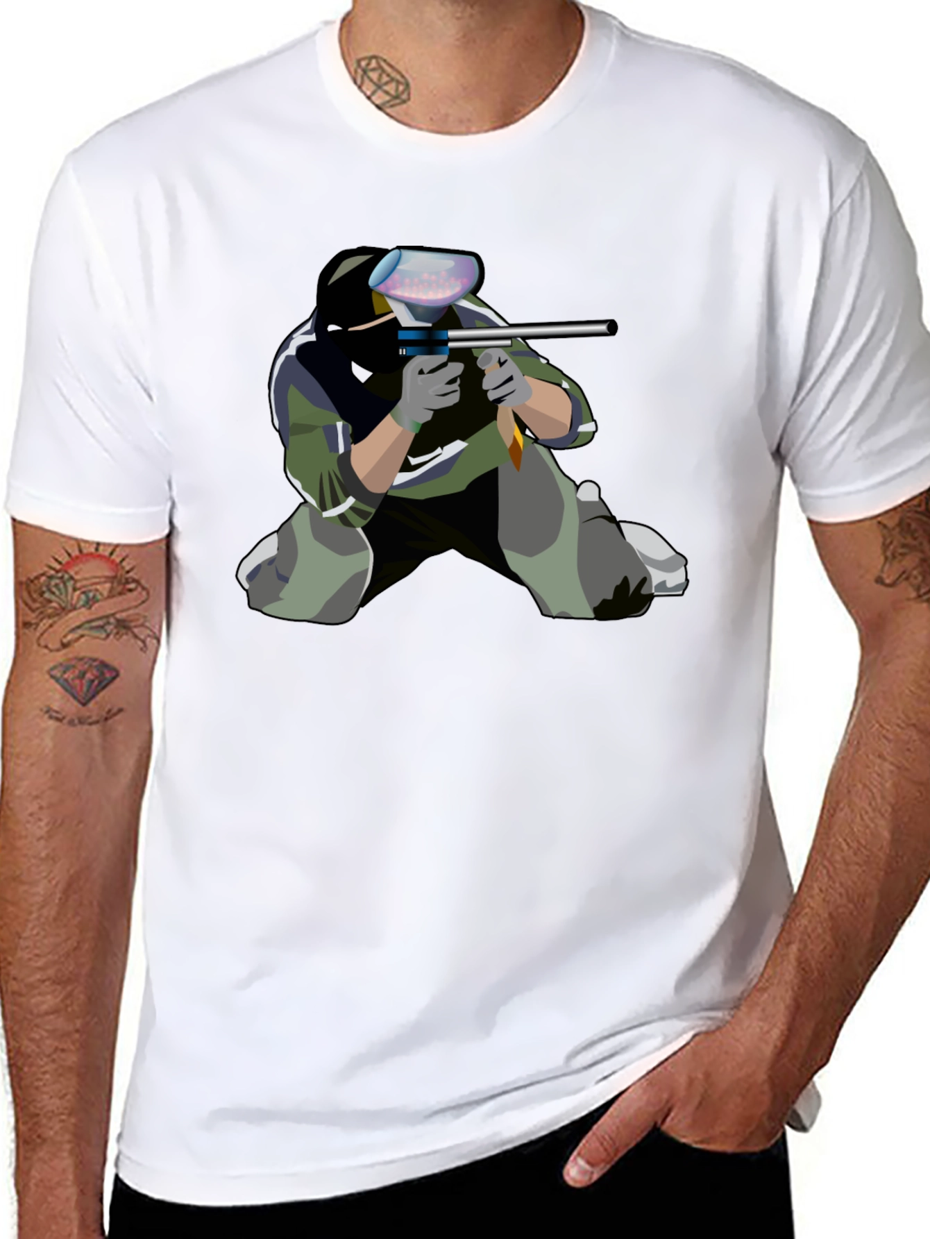 Black Paintball Player Graphic T-Shirt view 8