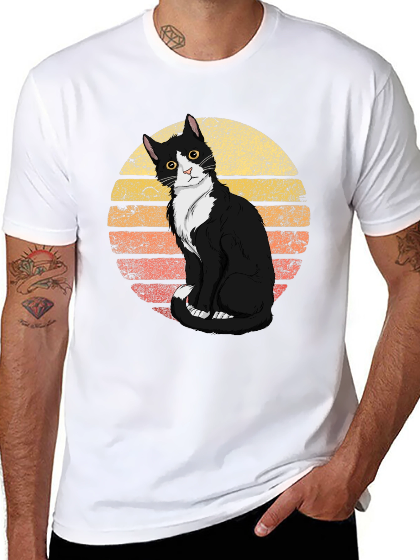 Black Retro Cat Graphic Tee - Black view 8
