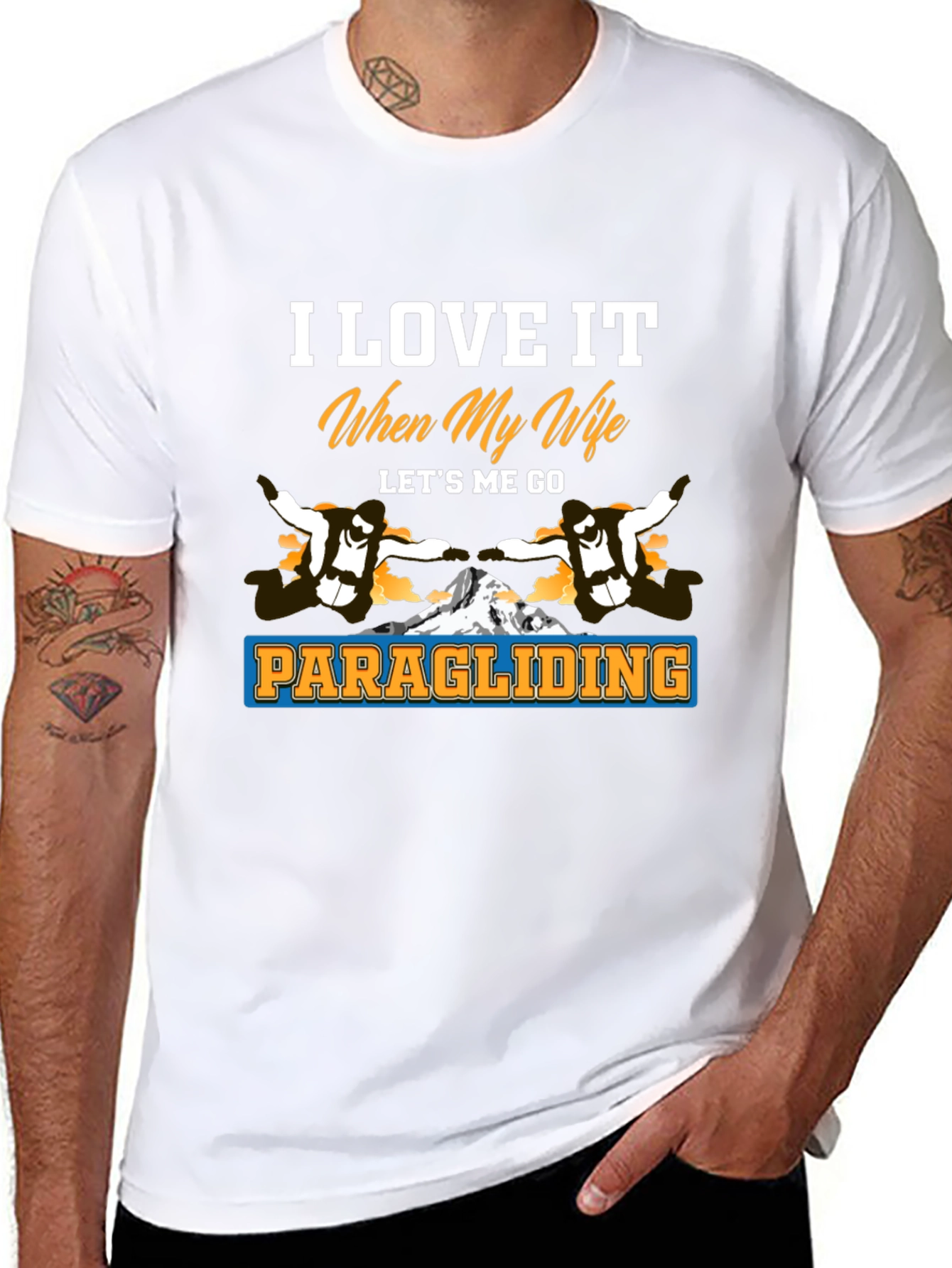 Black Paragliding T-Shirt: I Love It When My Wife Lets Me Go view 8
