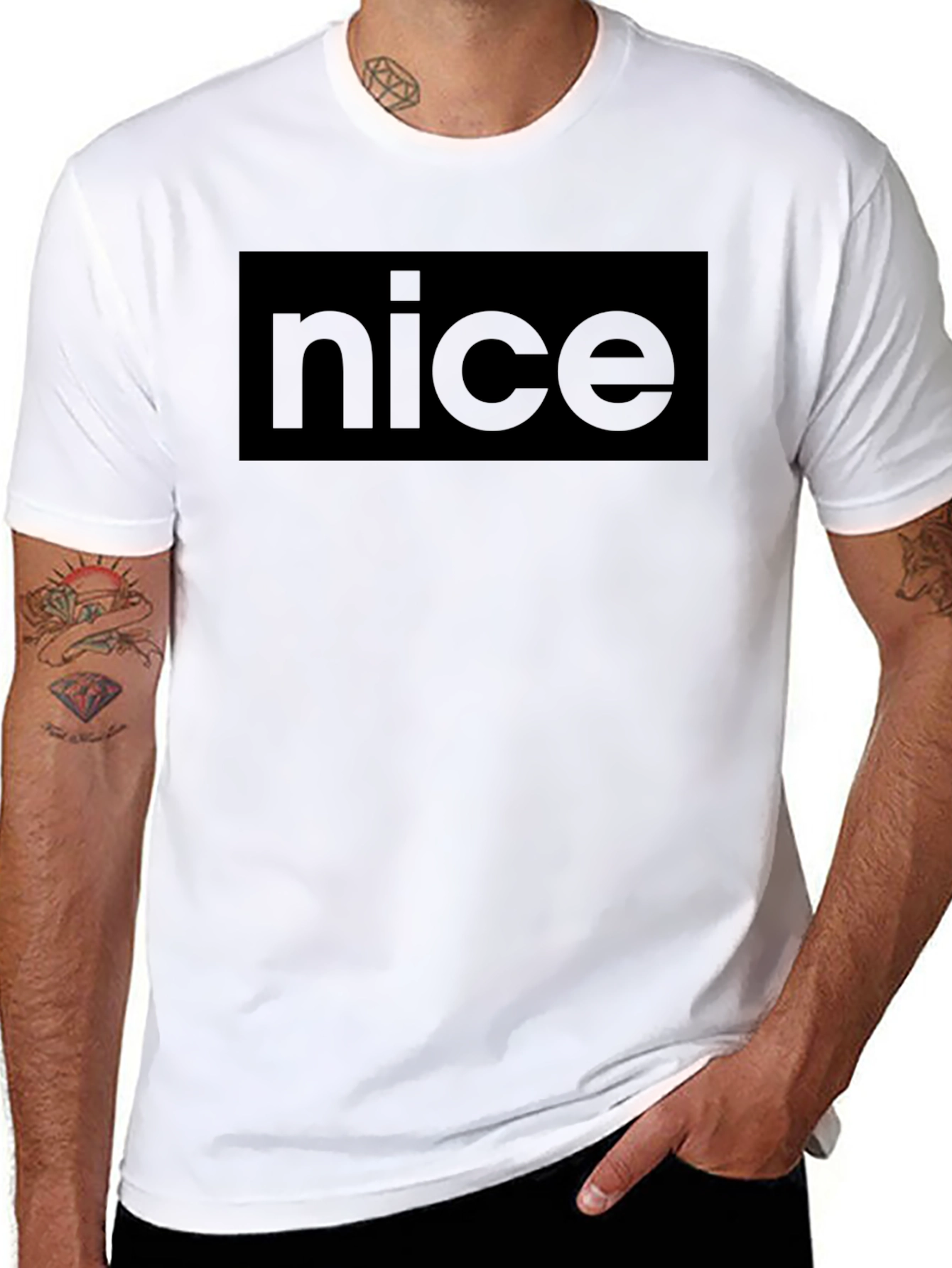 Black Nice Graphic Print Black T-Shirt view 8