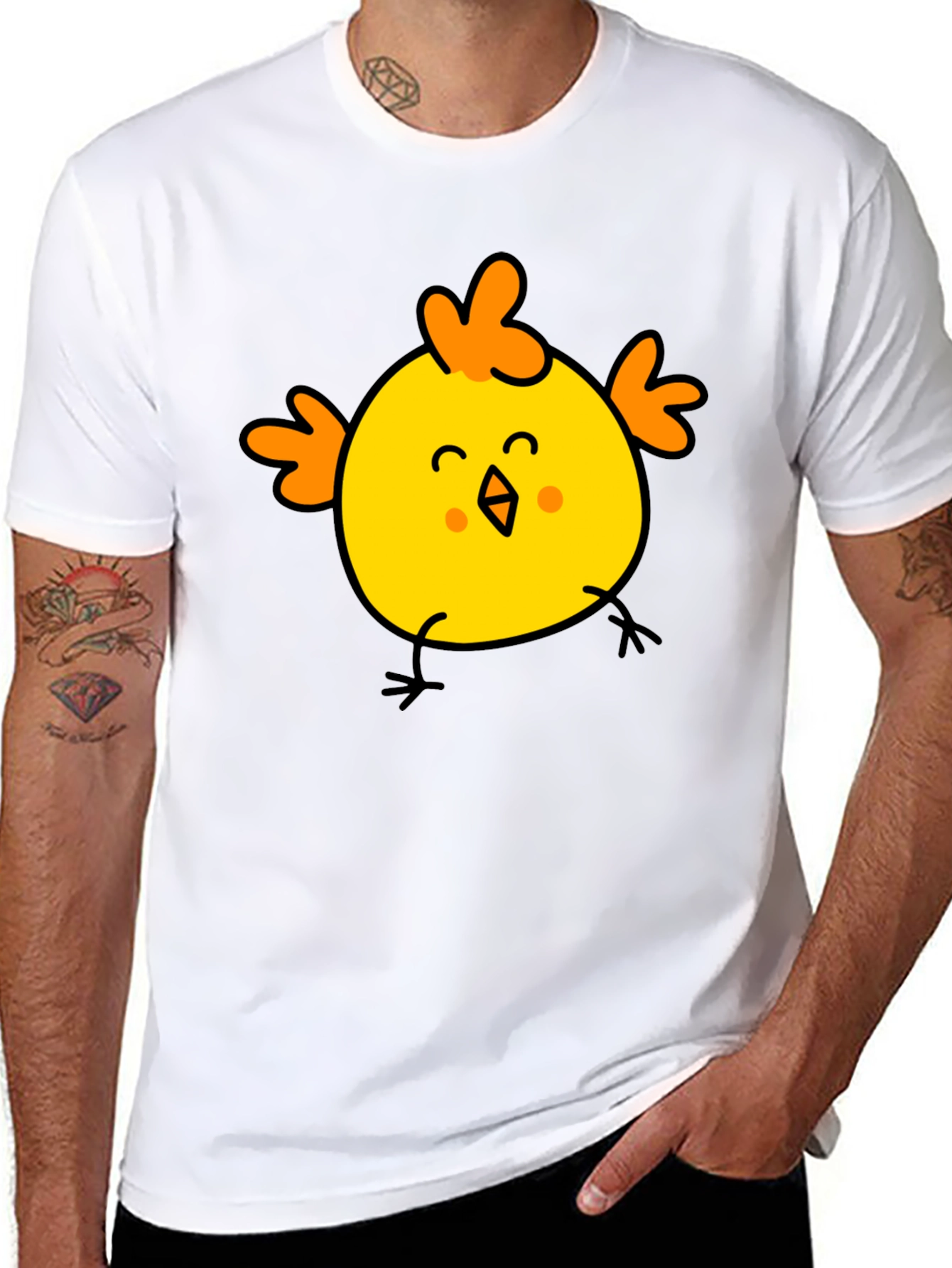 Black Cute Chick Graphic Tee - Black Cotton T-Shirt view 8