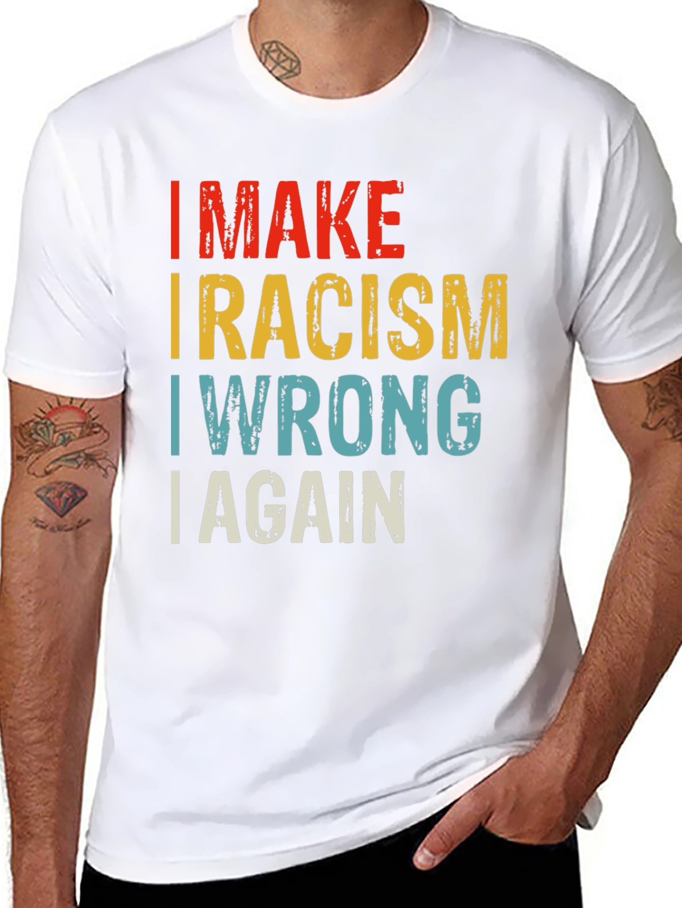 Black I MAKE RACISM WRONG AGAIN T-Shirt view 8