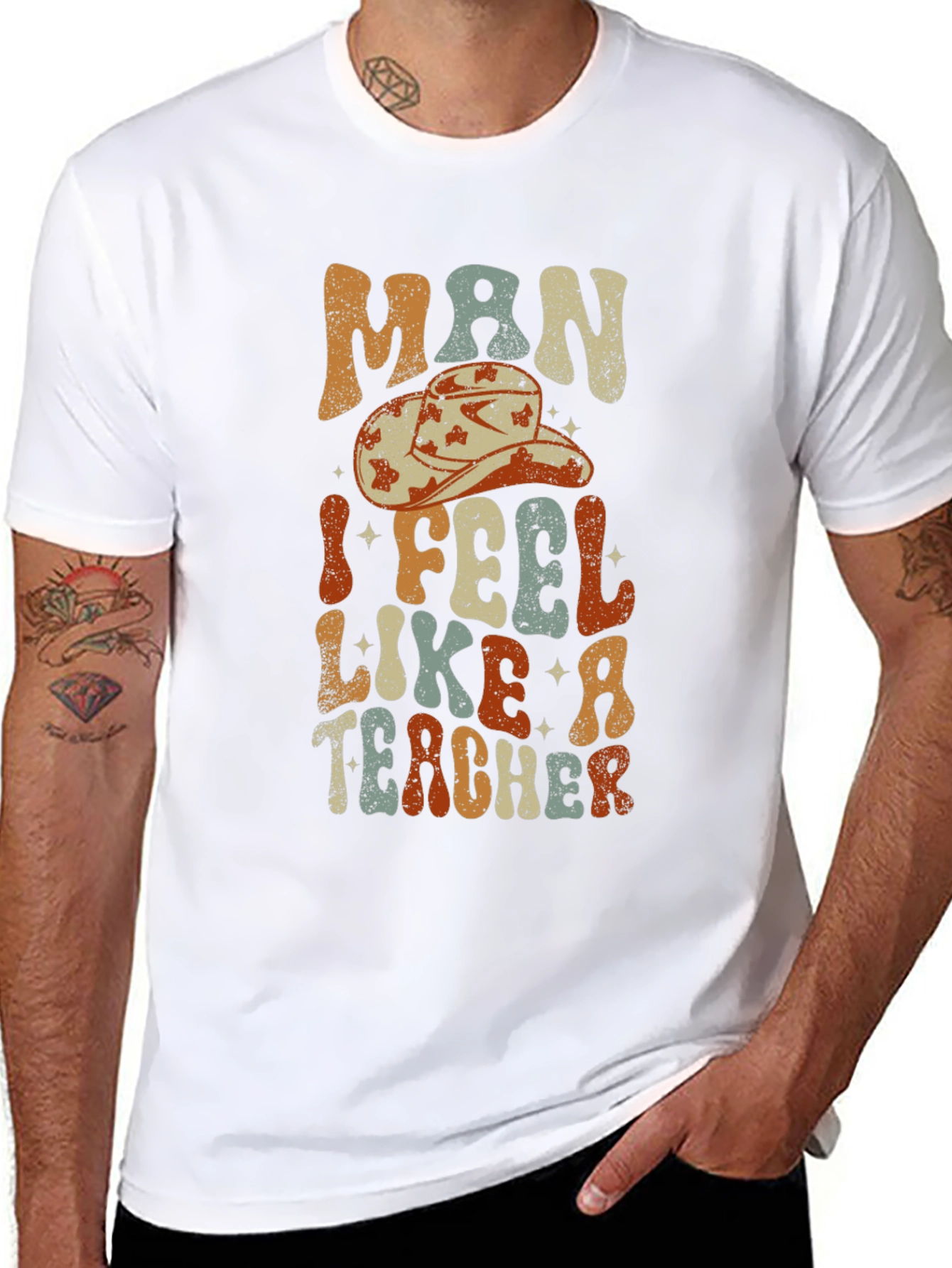 Black Man I Feel Like a Teacher Graphic T-Shirt view 8