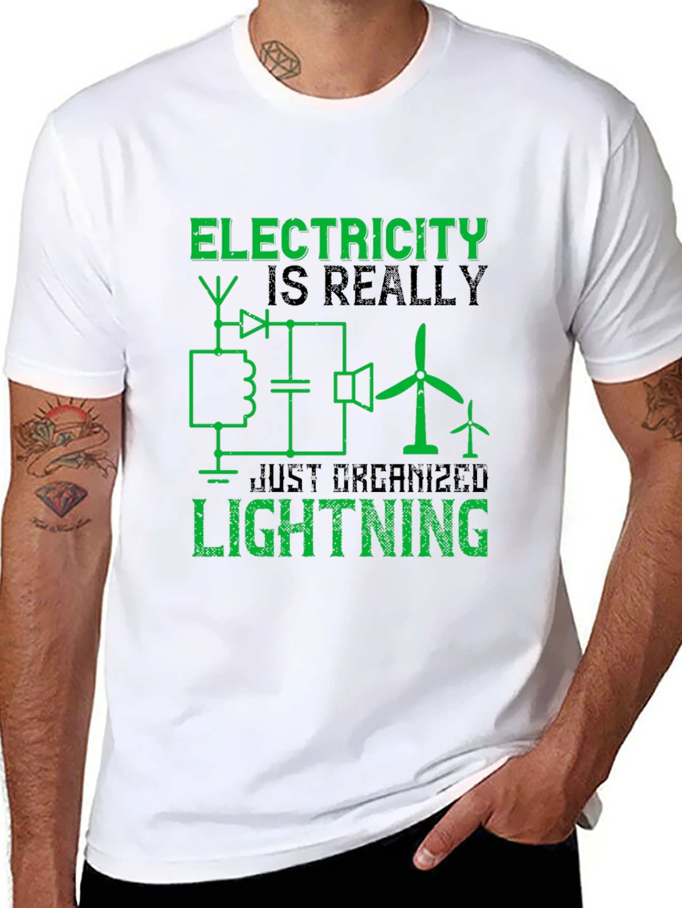 Black Electricity is Really Just Organized Lightning T-Shirt view 8