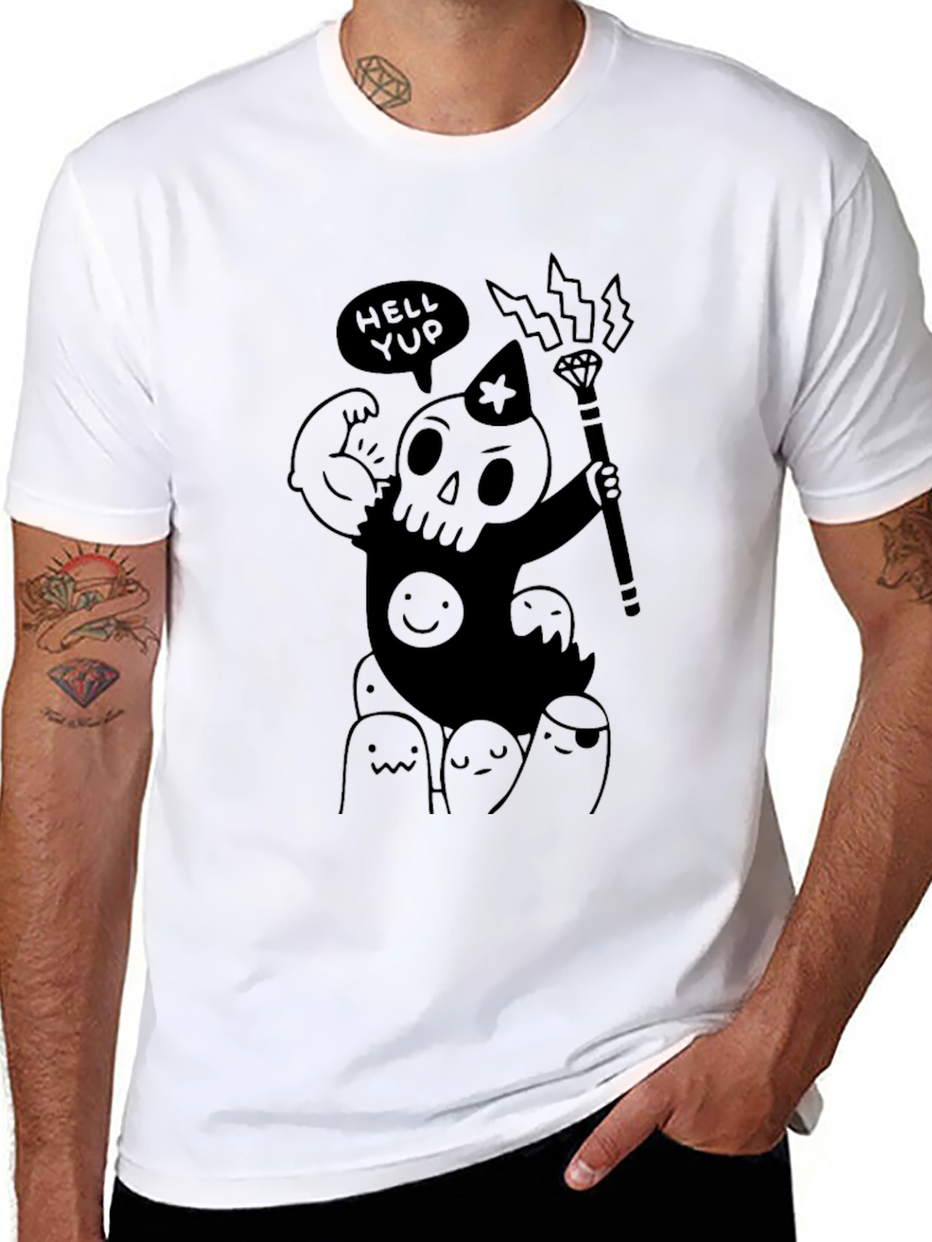 Black Hell Yup Skeleton T-Shirt - Black Graphic Tee view 8