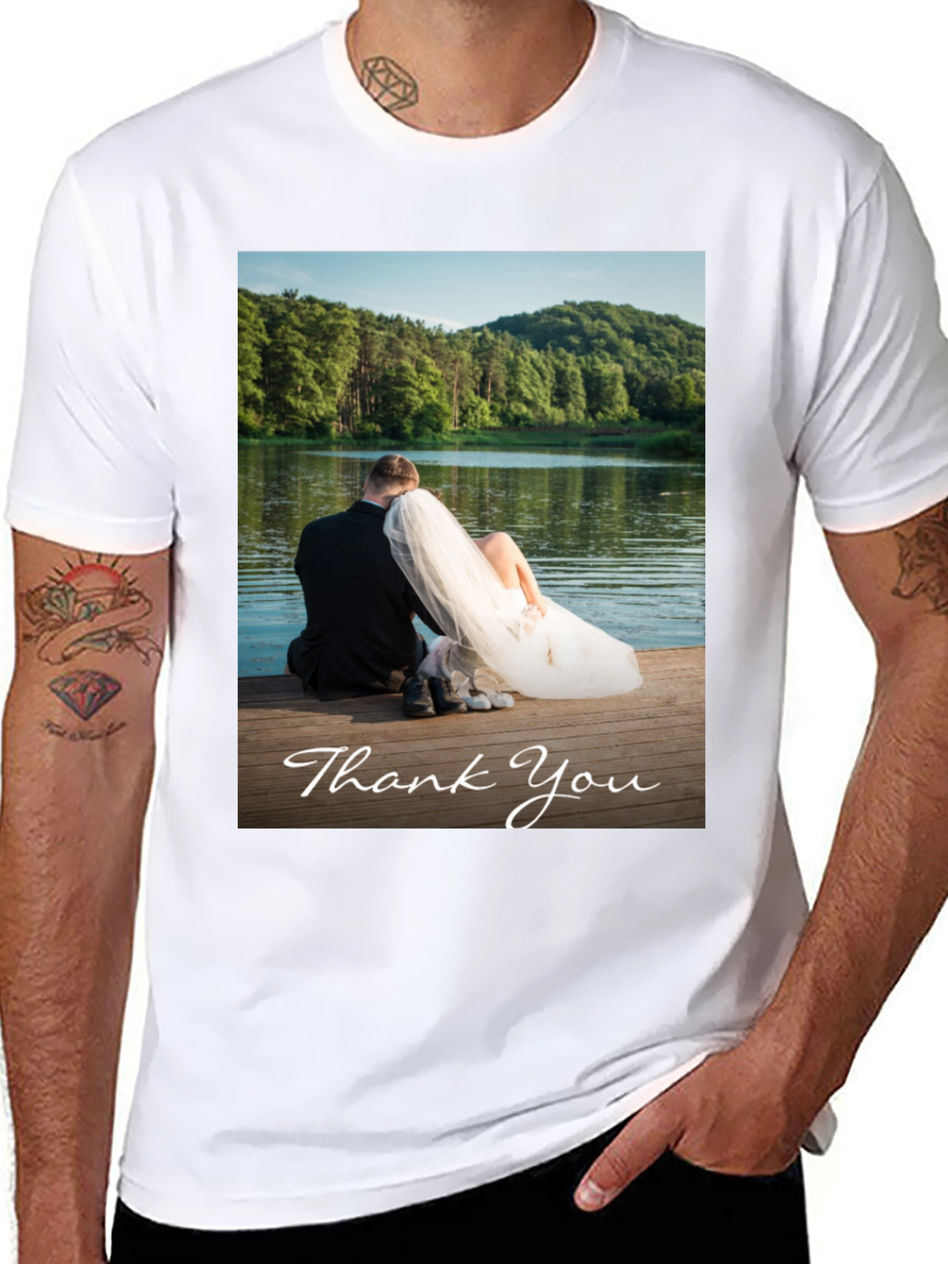 Black Wedding Thank You Photo T-Shirt view 8