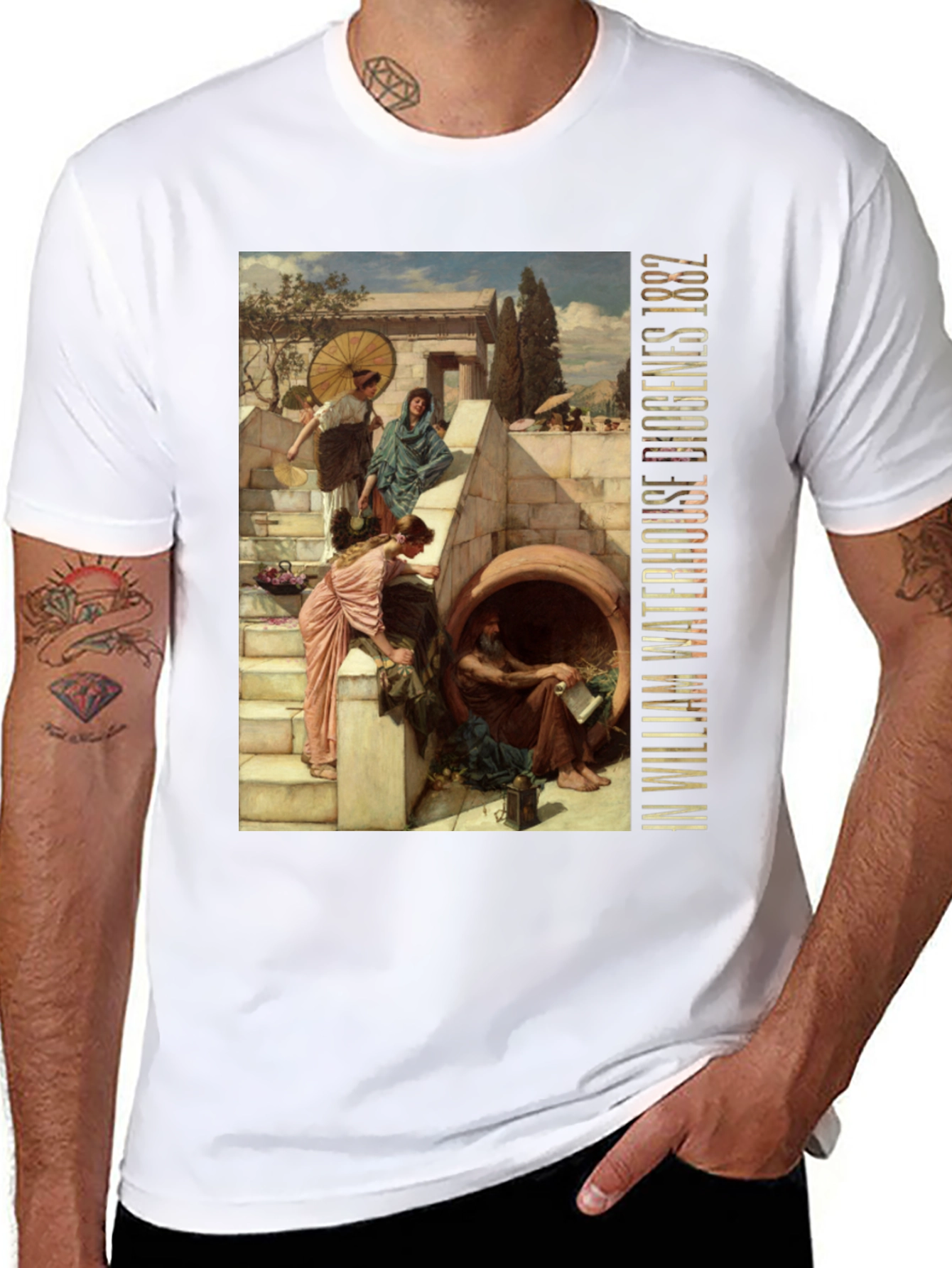 Black Diogenes Waterhouse 1882 T-Shirt view 8
