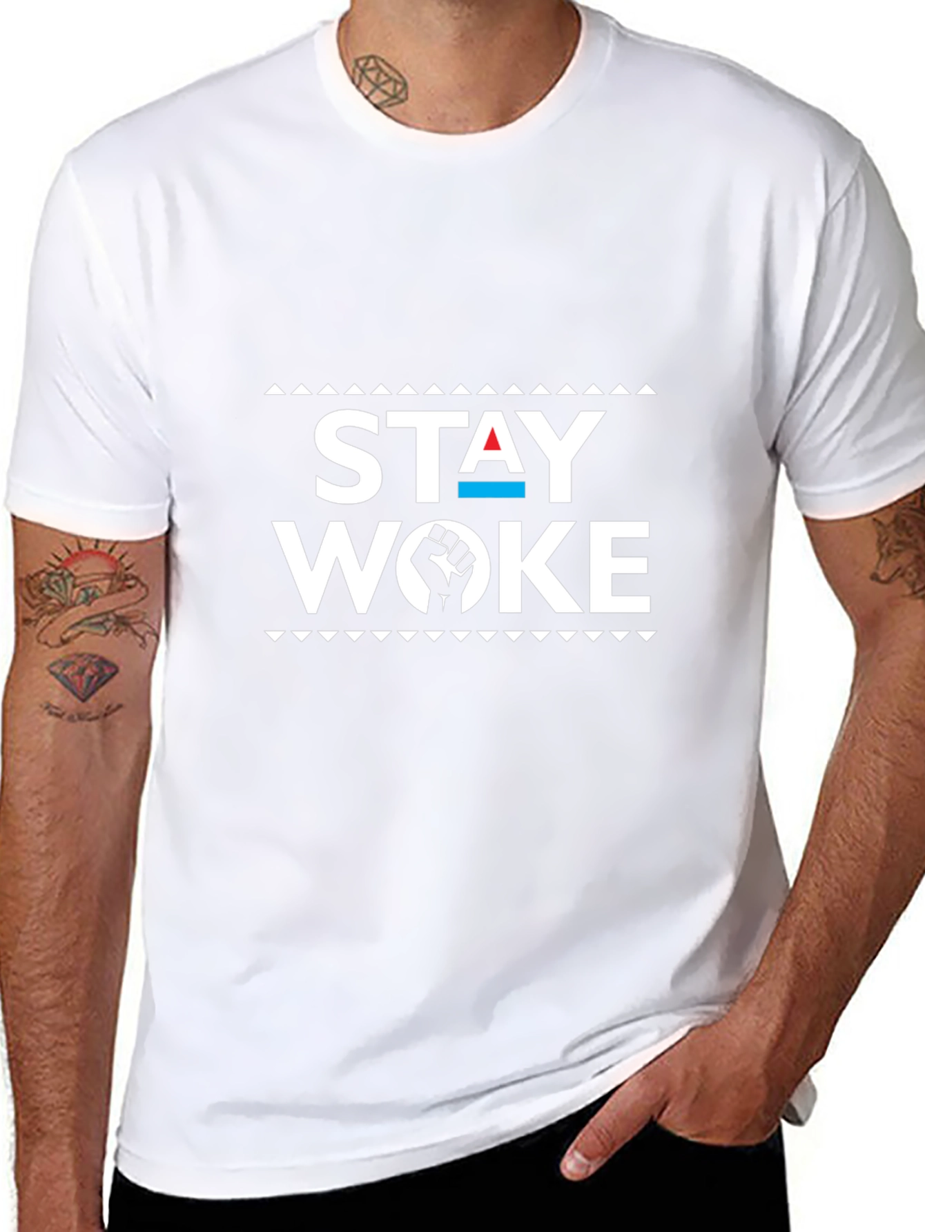 Black Stay Woke Graphic Tee - Black Cotton Blend view 8