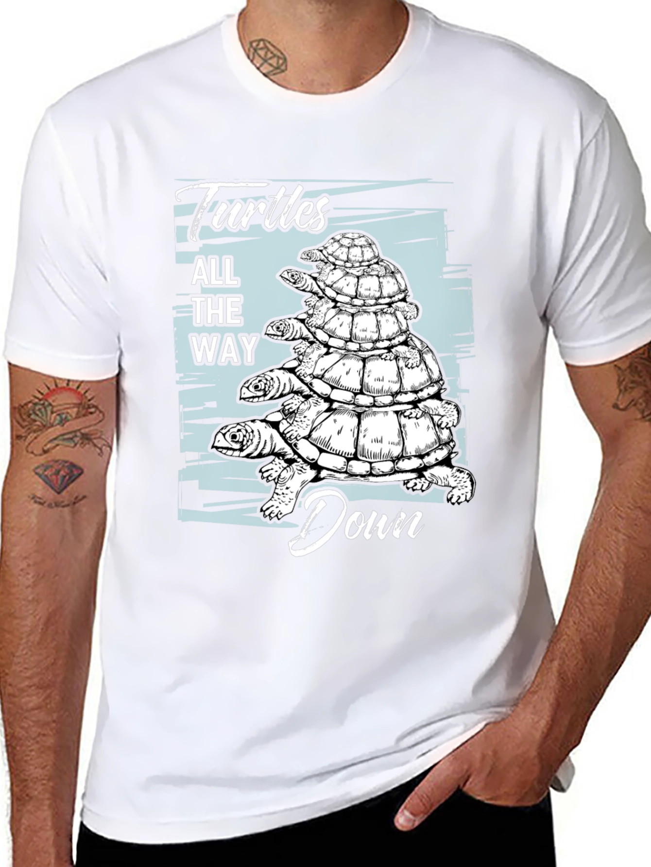 Black Turtles All The Way Down Graphic T-Shirt view 8