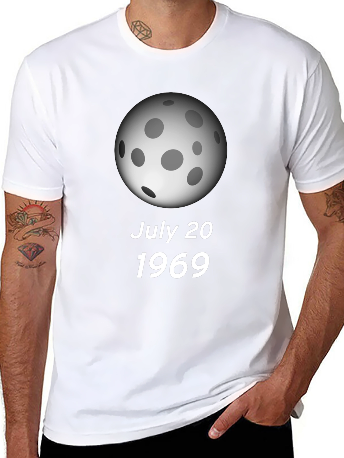 Black July 20 1969 Moon Landing Black T-Shirt view 8