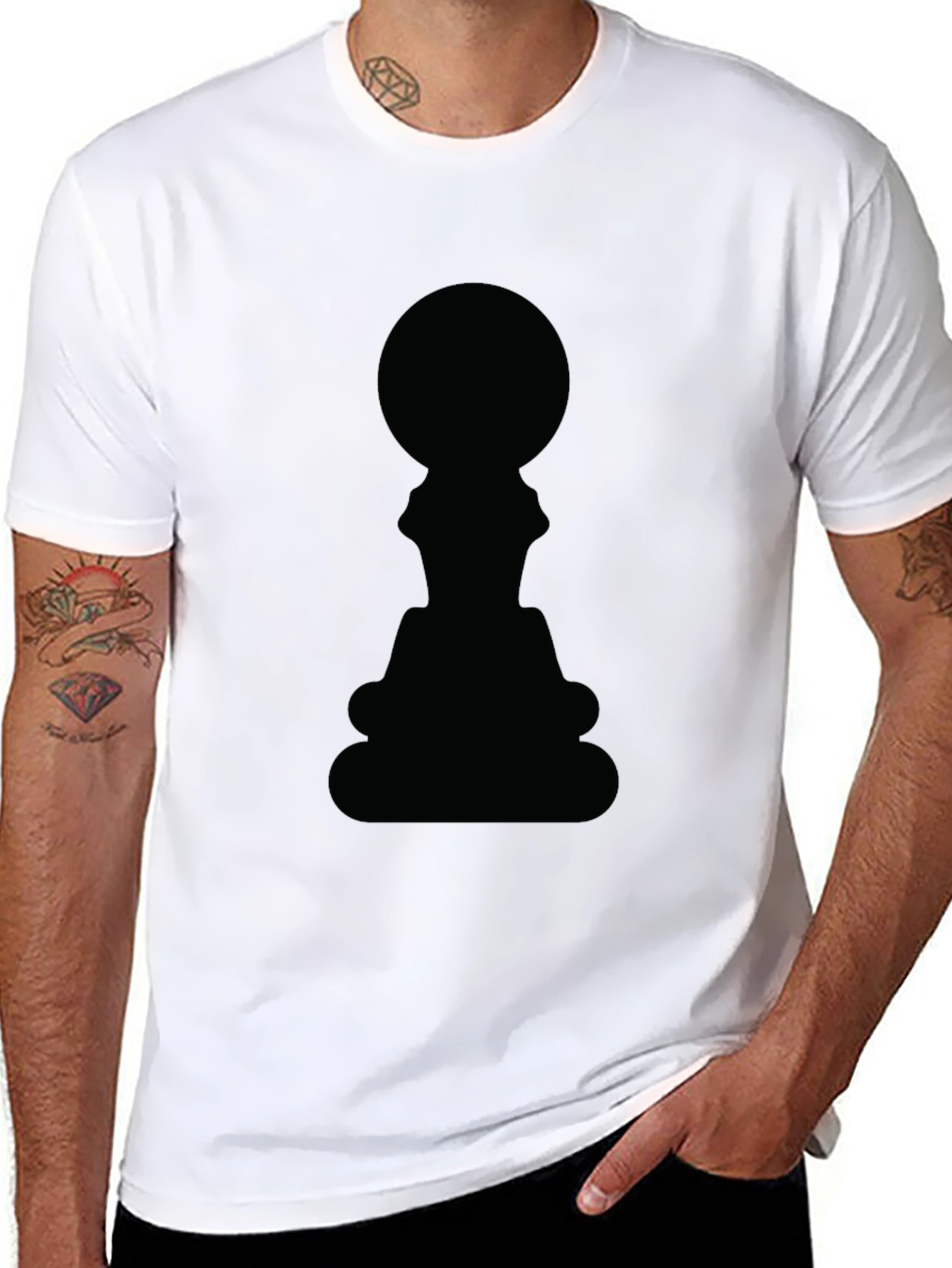 Black Chess Piece Graphic T-Shirt - Black Cotton Tee view 8