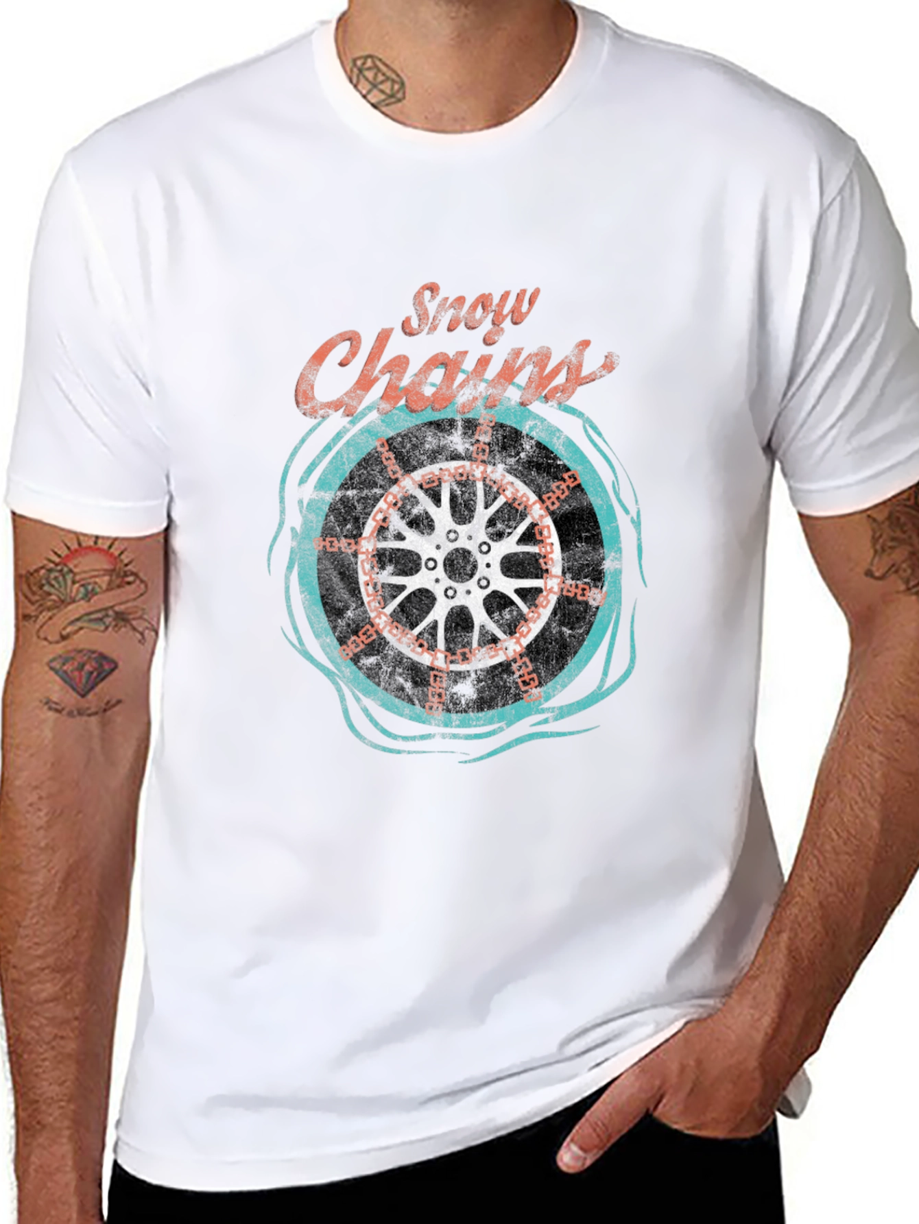 Black Snow Chains Graphic T-Shirt - Cool Ride Tee view 8