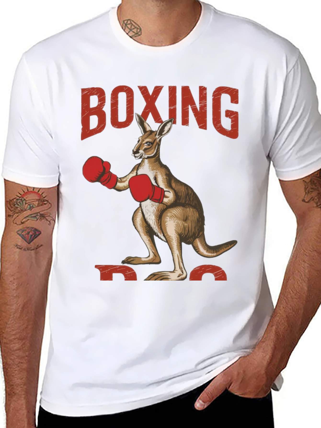 Black Boxing Kangaroo Graphic Tee - Black Cotton view 8