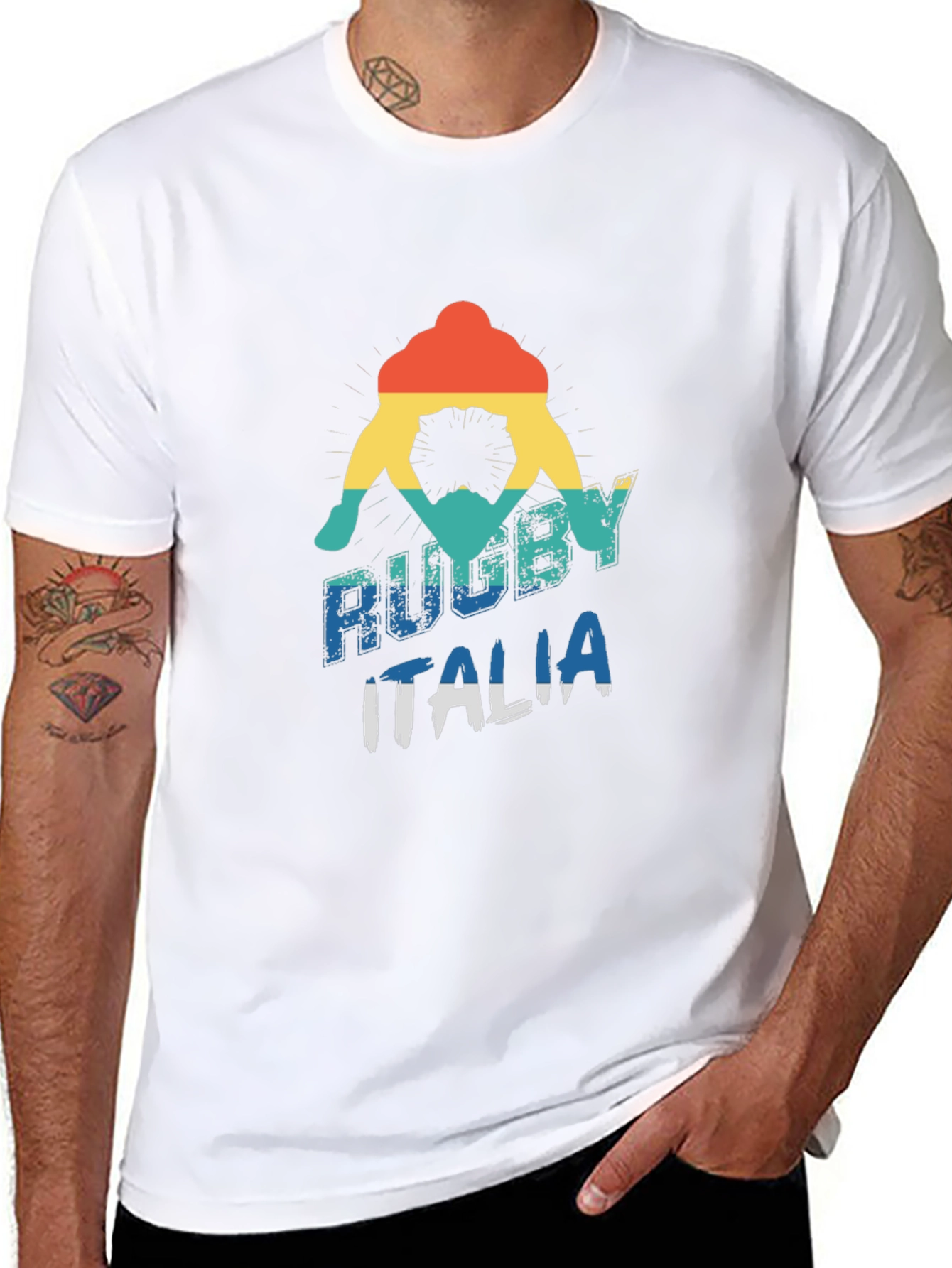 Black Rugby Italia Graphic Tee - Retro Style view 8