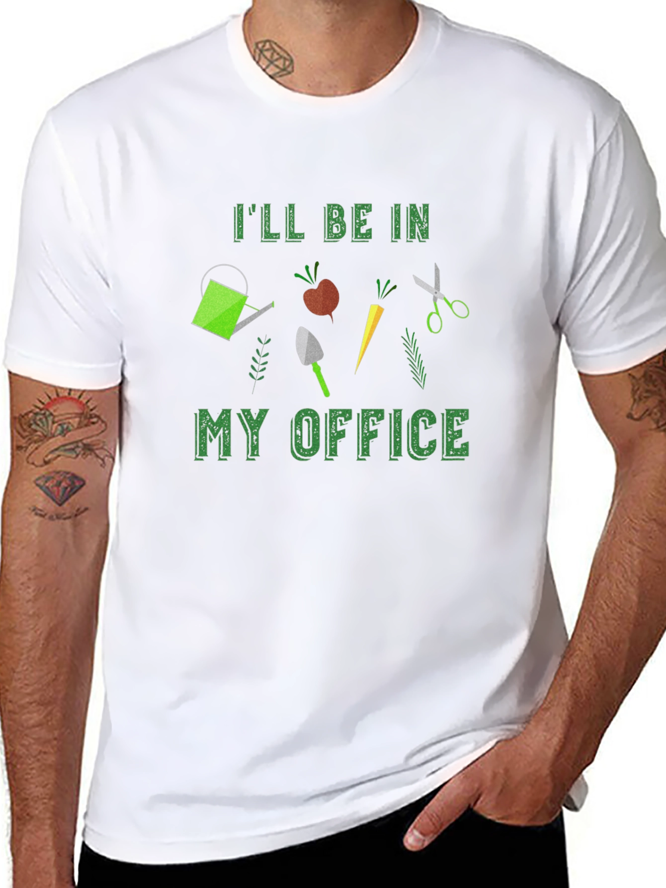 Black Gardener's Office T-Shirt - Gardening Apparel view 8