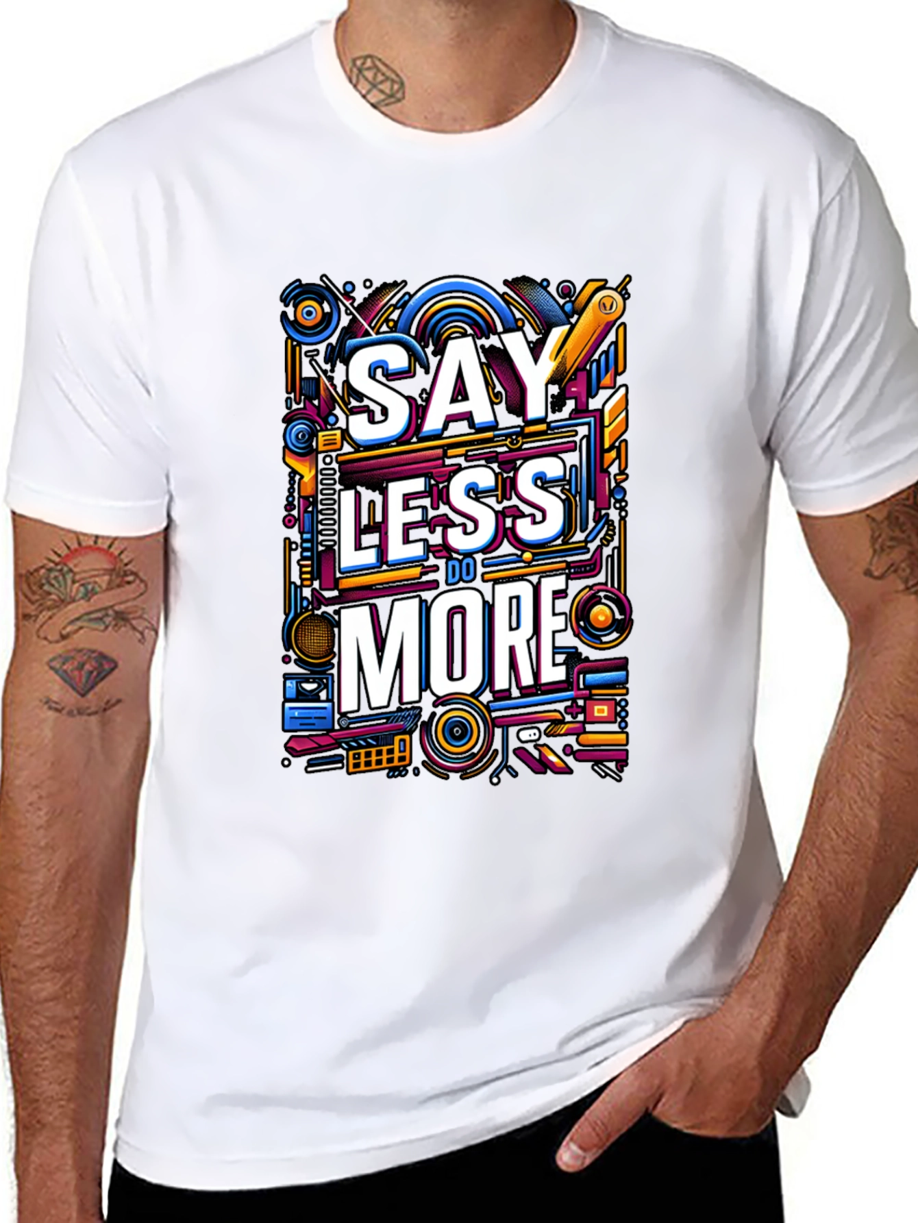 Black Say Less Do More Graphic Tee - Black view 8