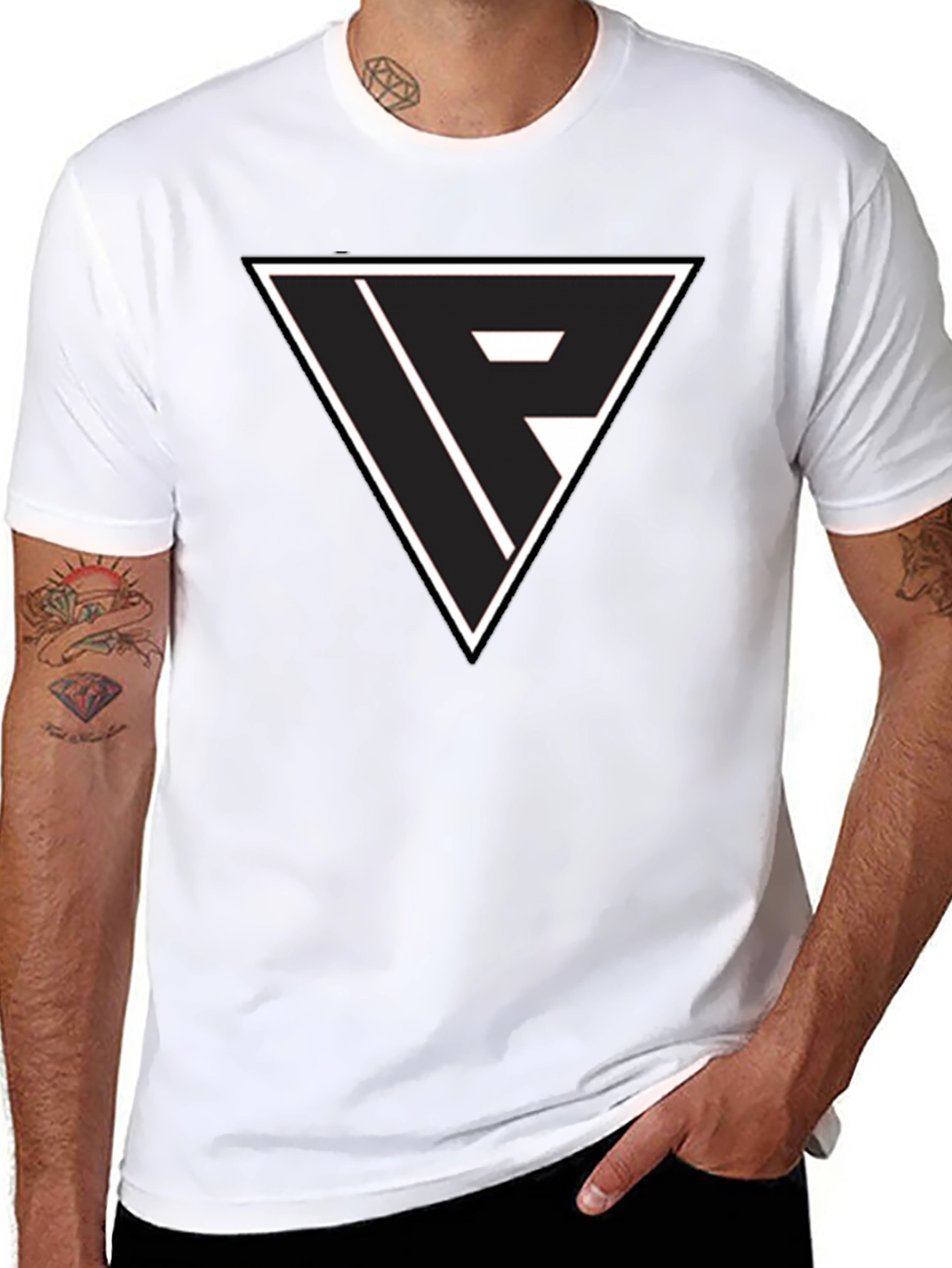 Black Black T-Shirt with Triangle Logo Graphic view 8
