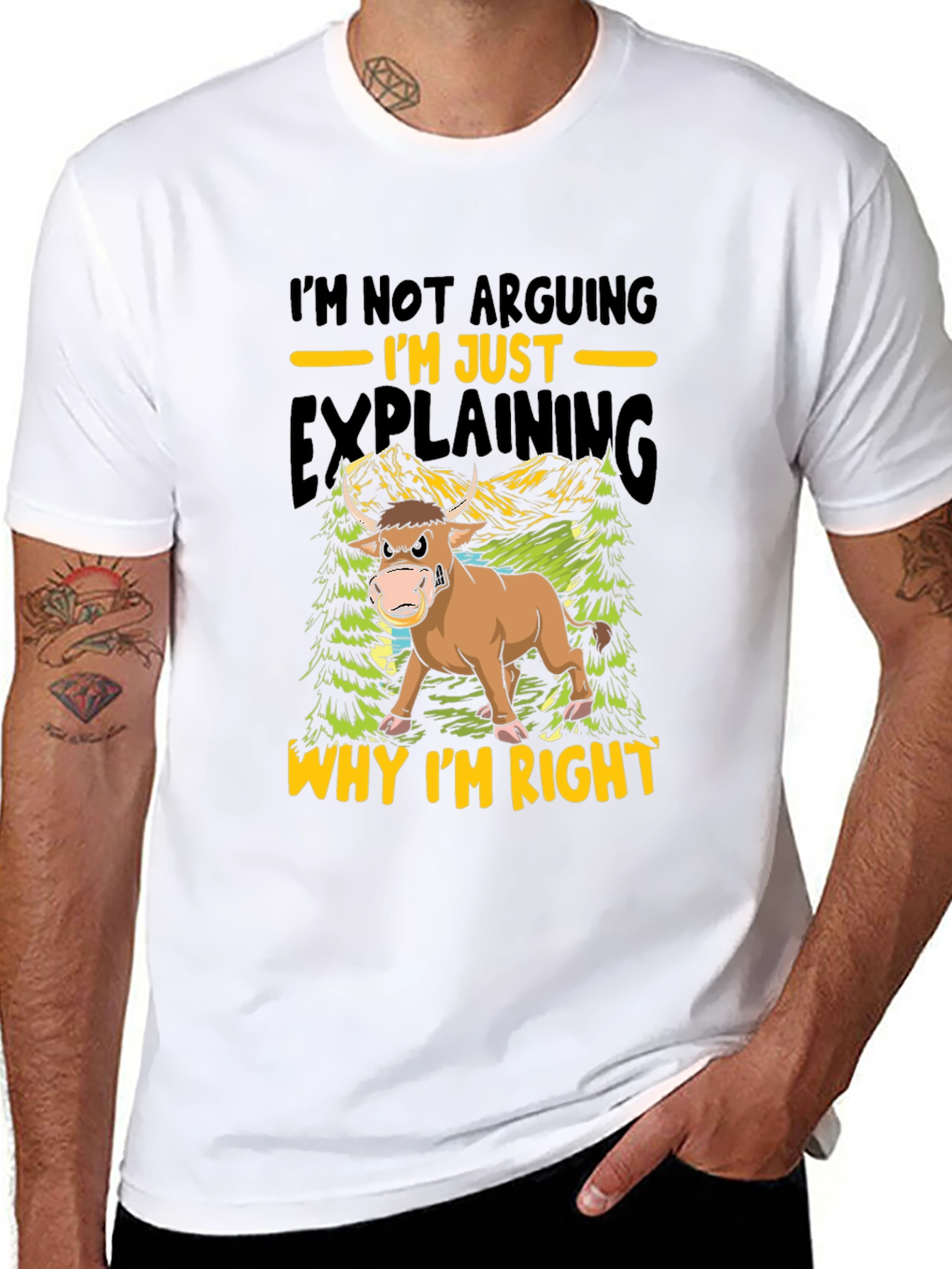 Black Funny Bull T-Shirt - I'm Not Arguing, I'm Just Explaining! view 8