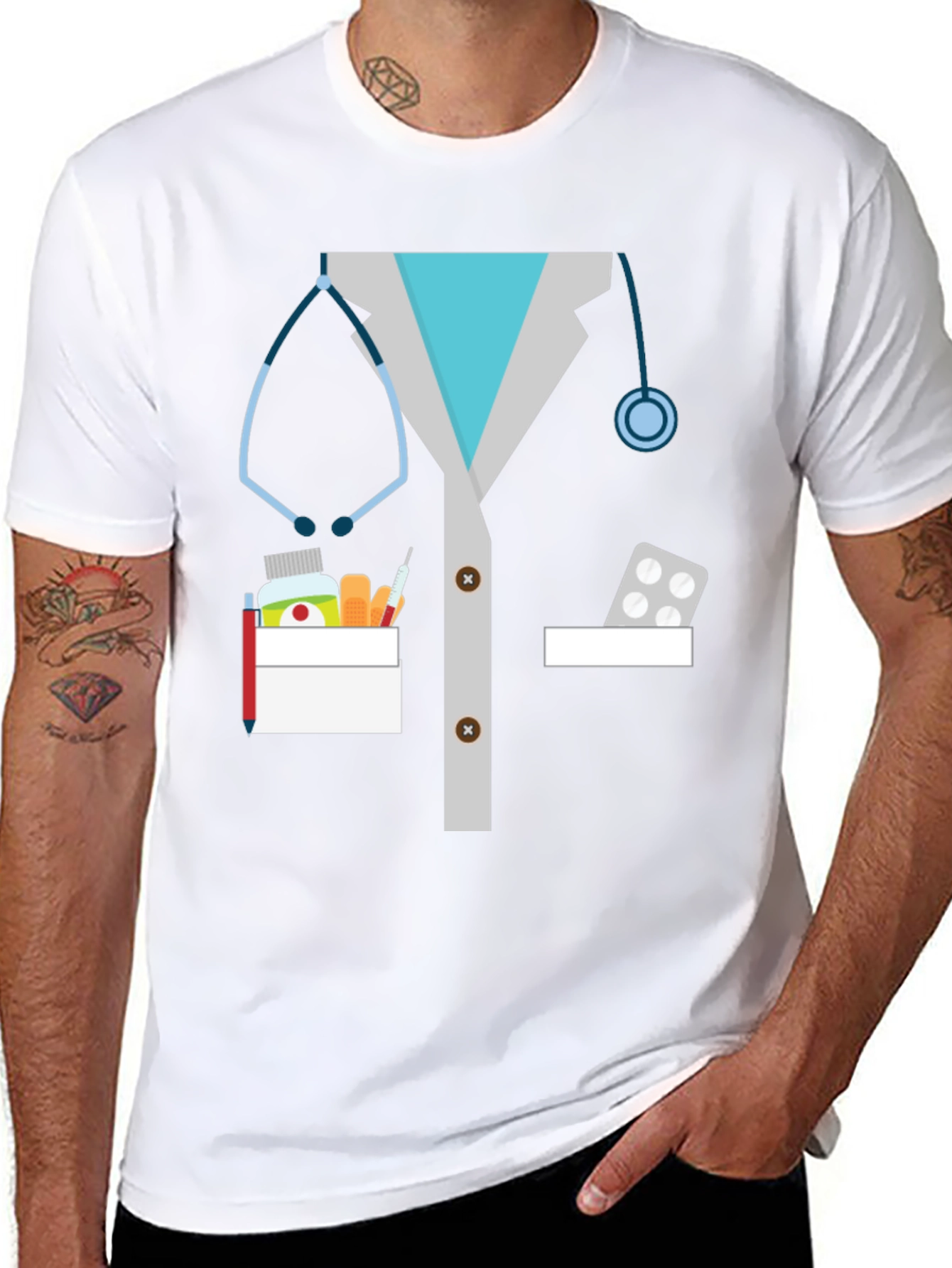 Black Doctor Lab Coat Graphic Novelty T-Shirt view 8